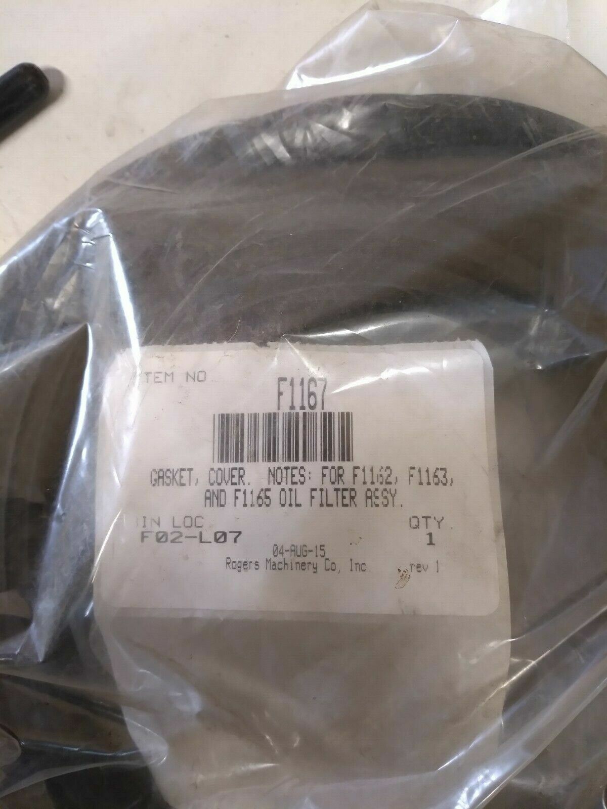 Rogers Machinery F1167 Gasket Cover Oil Filter Assy Rotary Screw Air Compressor