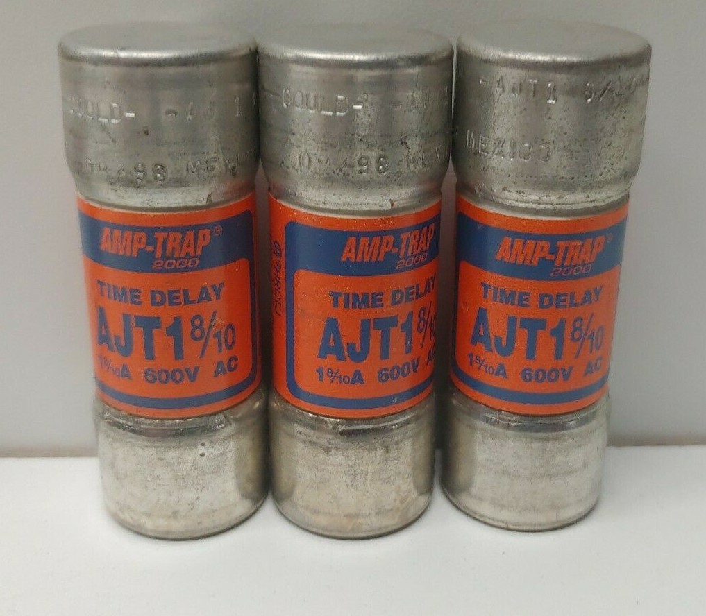 LOT OF (3) NEW OLD STOCK! GOULD SHAWMUT 1-8/10A 600V AMP-TRAP FUSES AJT1-8/10