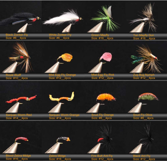 Fly Fishing Flies Assortment with Waterproof Fly Box, 120pcs Dry/Wet/Nymph/Strea