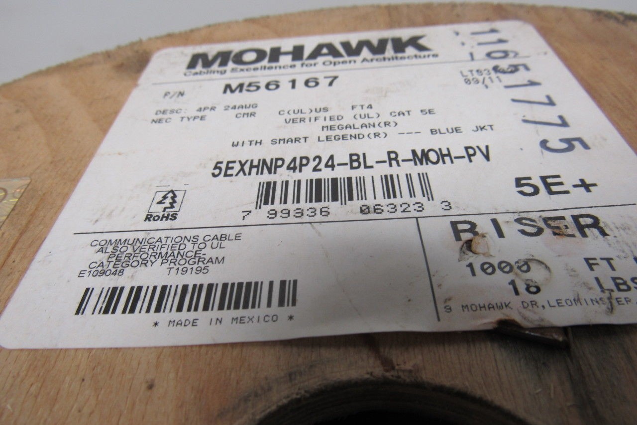 Mohawk M56167 MegaLan Cat 5E Cable Non Plenum Twisted Pair 24AWG ‘r 549’
