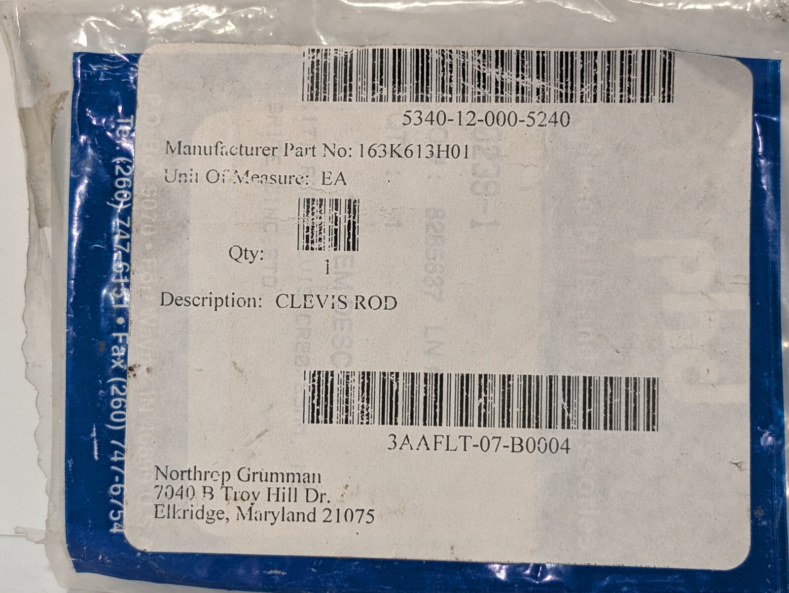 PHD Series CRS Cylinders Clevis Rod 163K613H01 and Rod Eye, Tension, Industrial