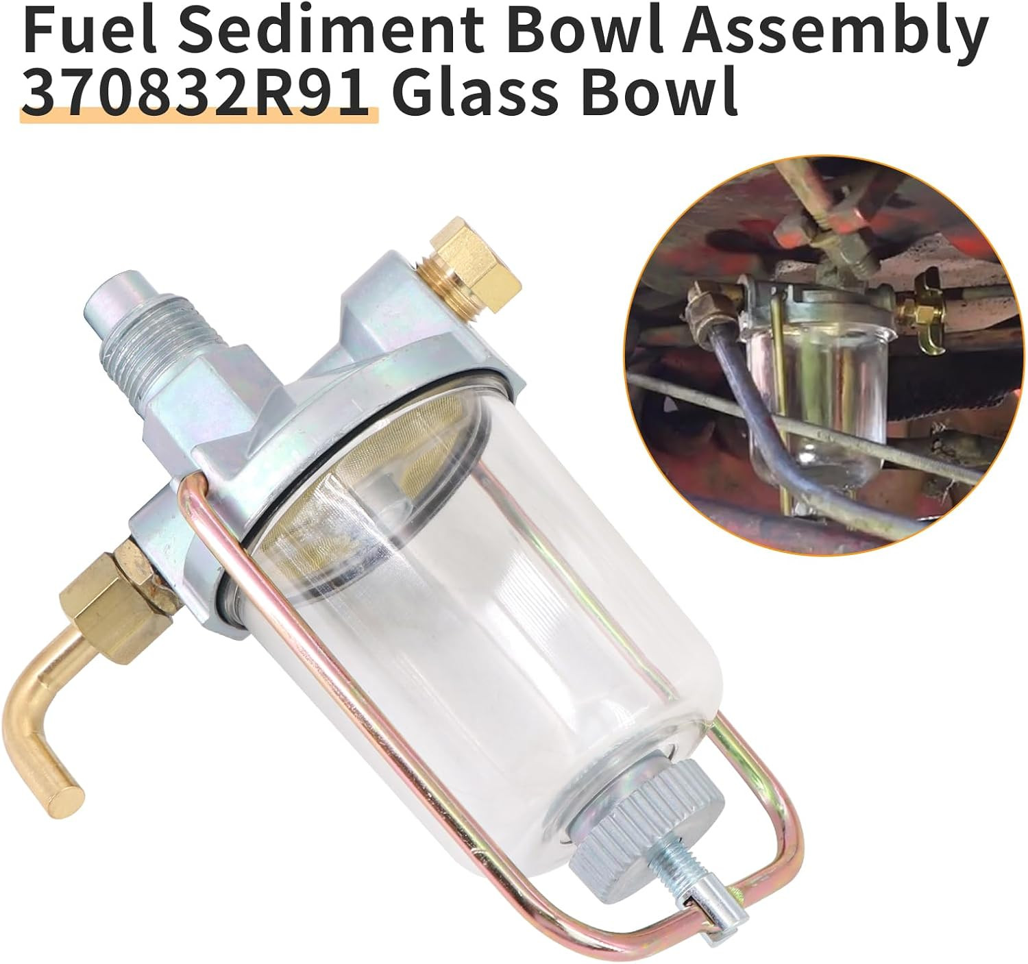 Fuel Gas Strainer Sediment Bowl Assembly for 370832R91 IH International Farmall
