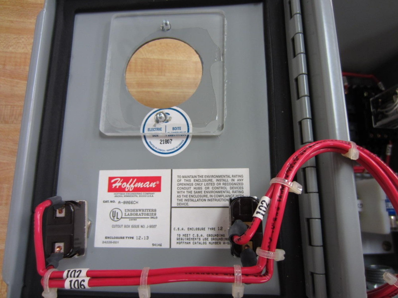 Hoffman A-8066CH Enclosure A8066CH Missing Counter & Relay