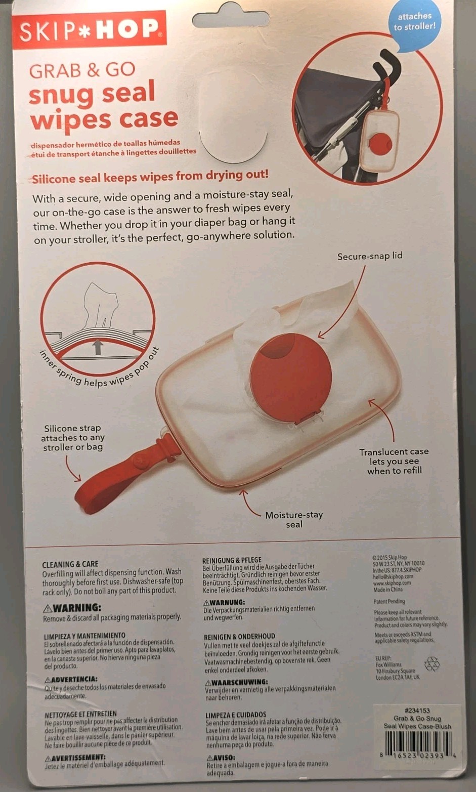 Skip Hop Grab & Go Snug Seal Wipes Case Holds up to 40 Wipes P/N 234153