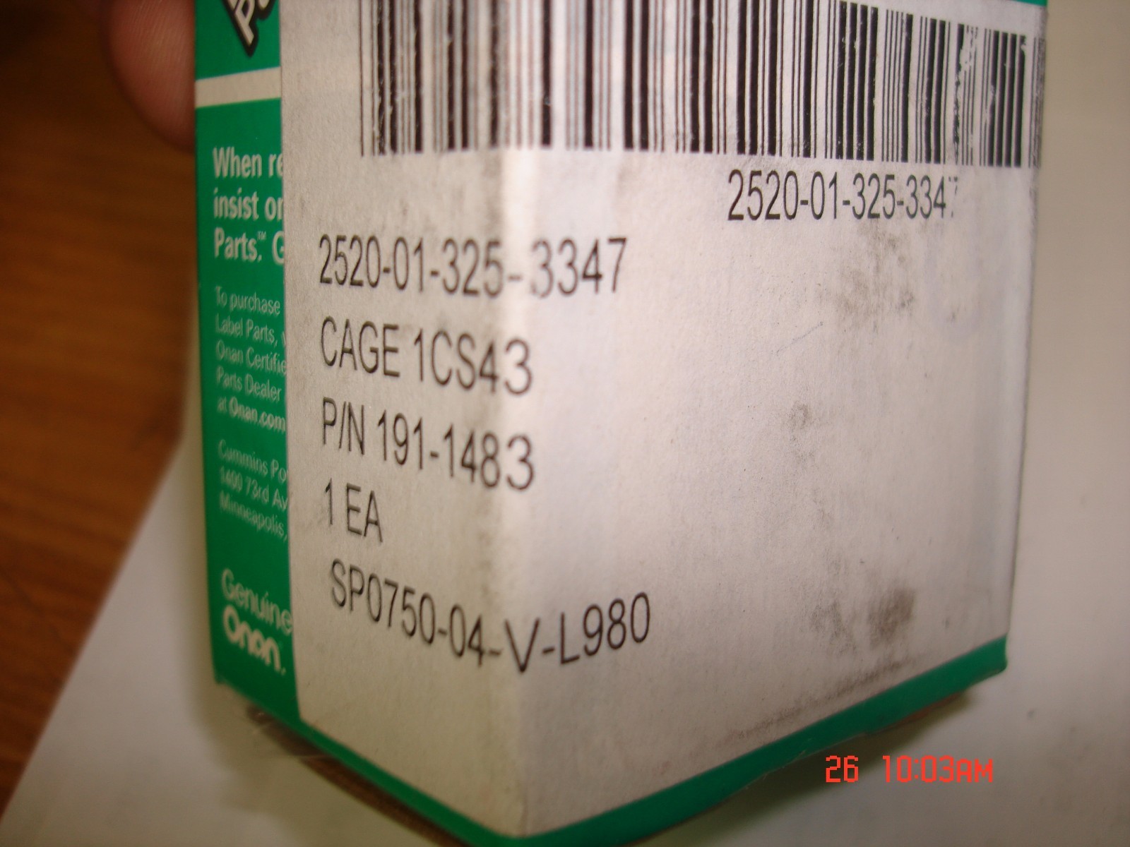 NOS Onan Starter Repair Parts Kit 191-1483, for 191-1399 Starters!