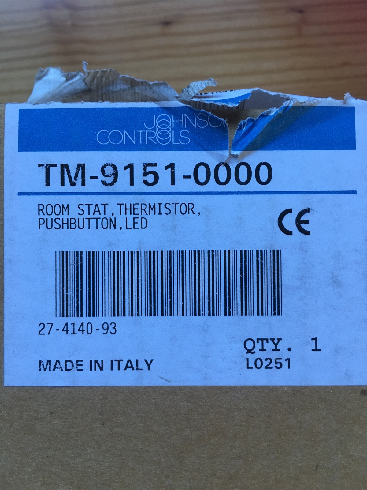 JOHNSON CONTROLS TM-9151-0000 COMMAND MODULE / ROOM SENSOR