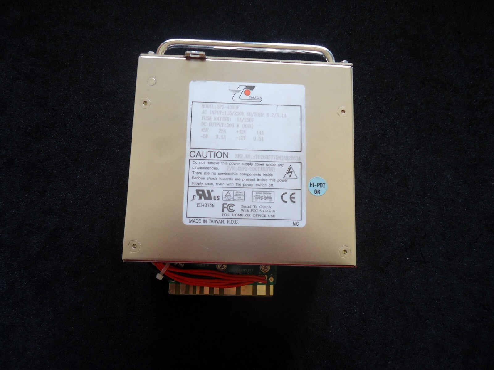Emacs SP2-4300F Power Supply. AC Input: 115/230V, 60/50 Hz. 6.2/3.1A