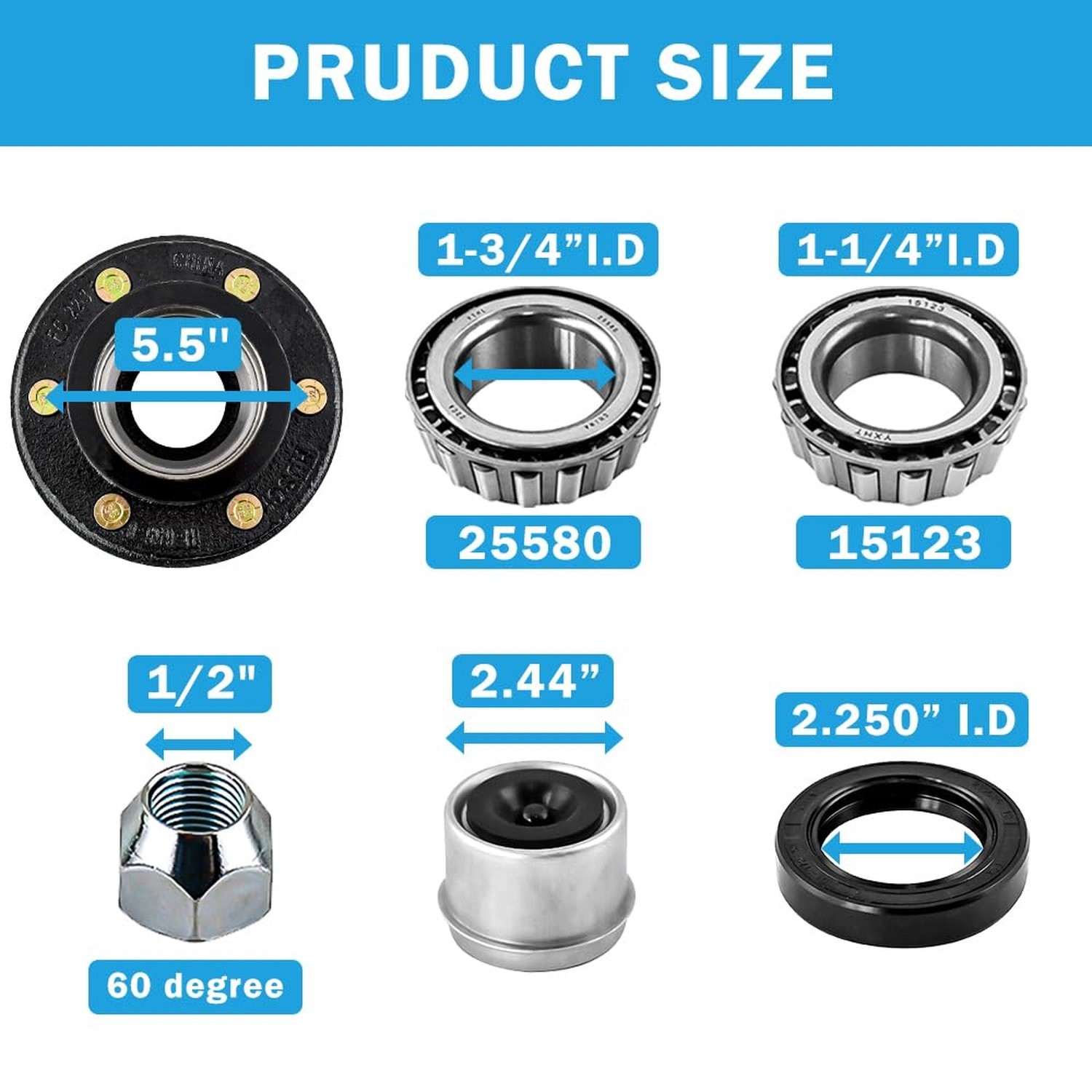 Trailer Idler Hub Kits 6 on 5.5″, 6 Lug Trailer Hub Kits & Round #42 Trailer …
