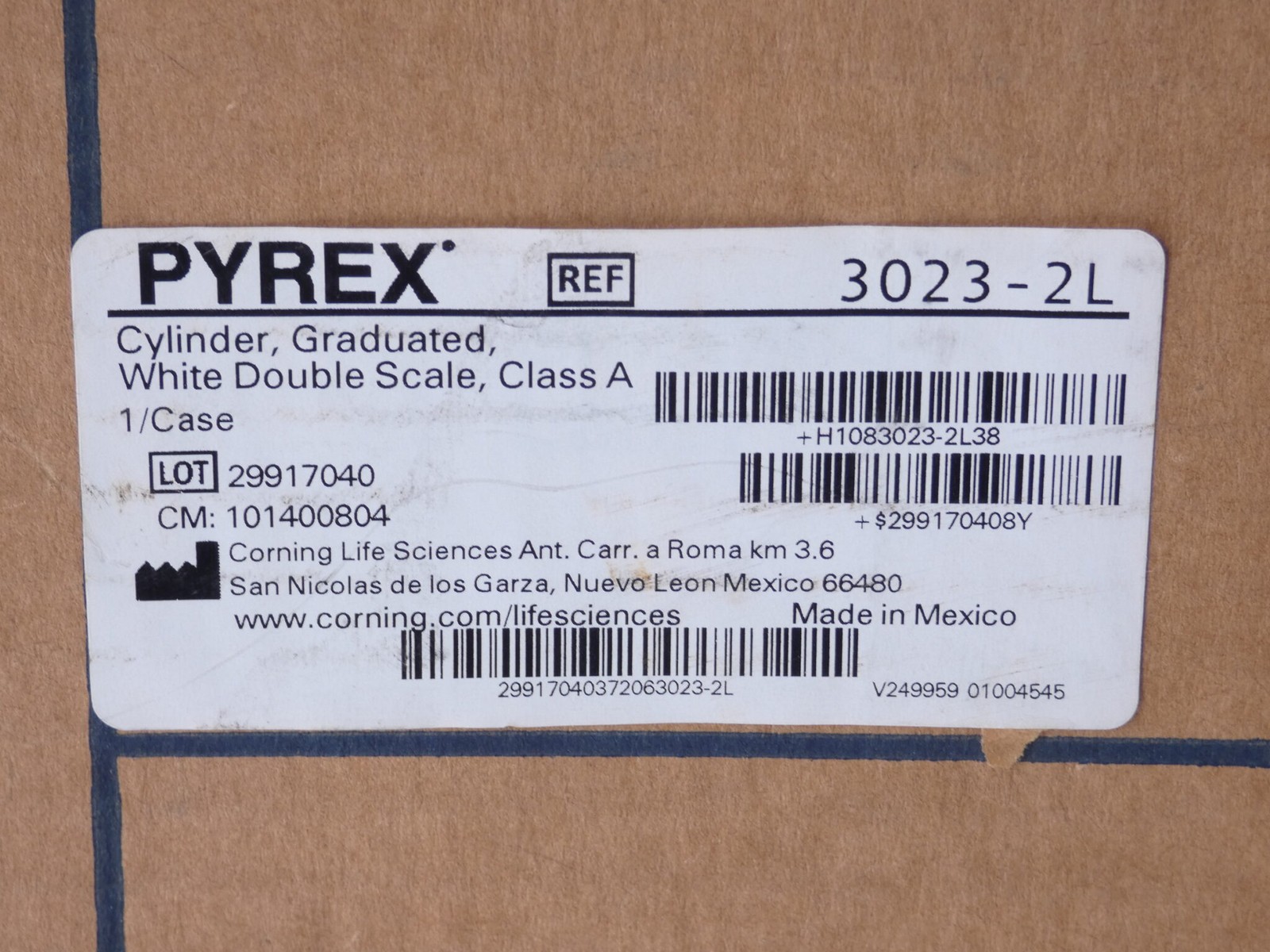 Corning Pyrex 3023-2L Graduated Cylinder 2L White Double Scale Class A 2000mL…