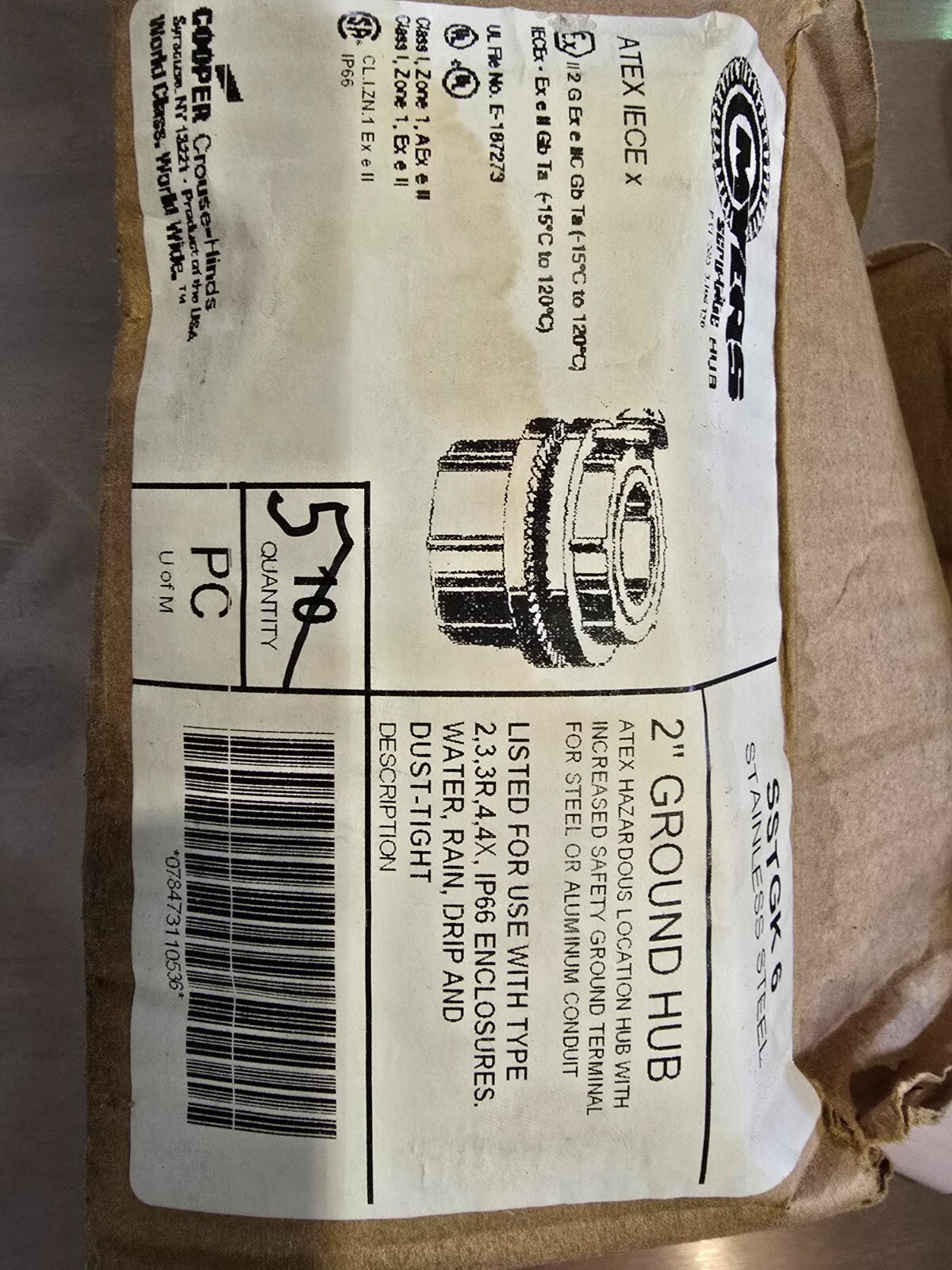 Myers SSTG6 2″ SS Conduit Grounding Hub Rigid/IMC