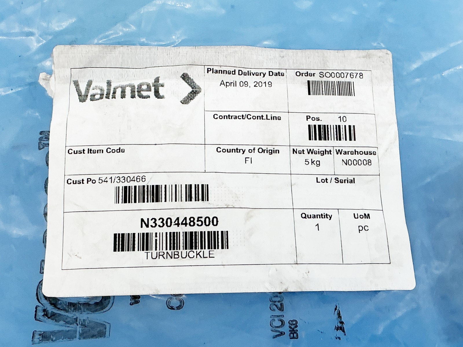 New Valmet N330448500 Turn Buckle 316 SS DWG 35MM