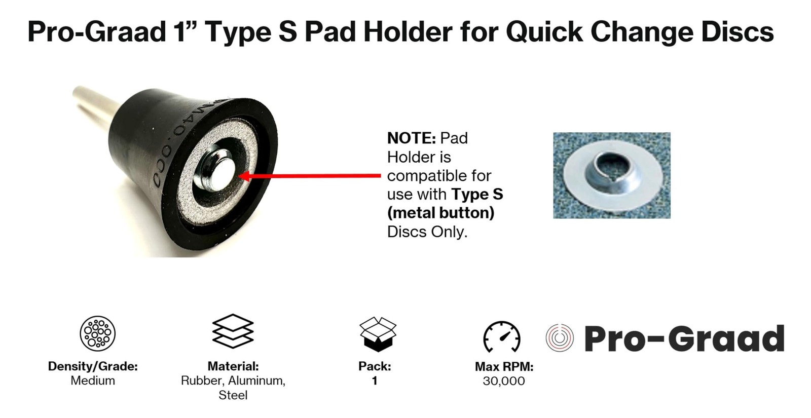 Pro-Graad Type S Pad Holder for Quick Change Discs