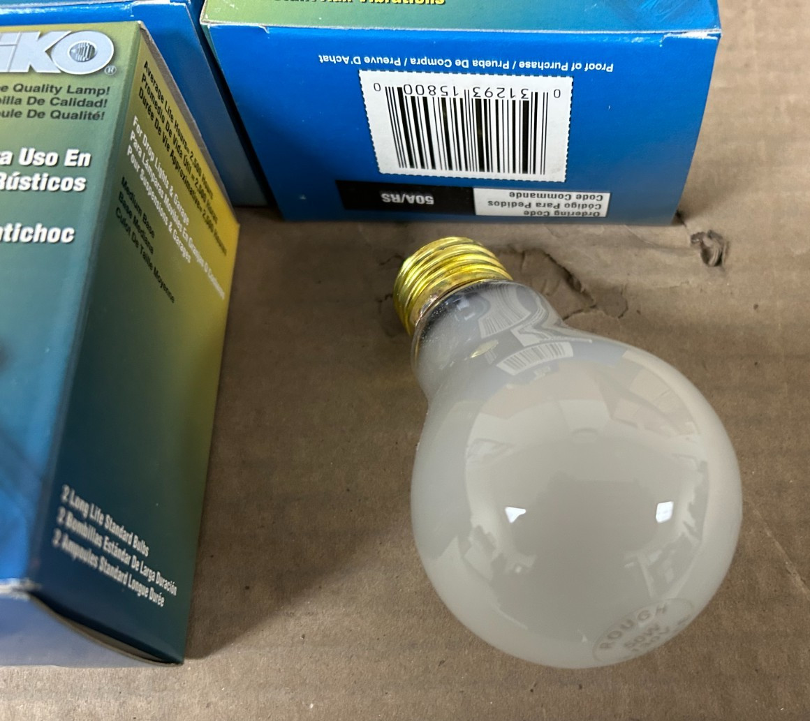 Eiko 50W Rough Service Light Bulb 2 Pack 130V 50A/RS