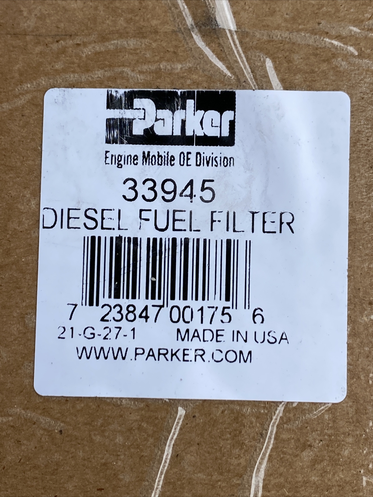 Parker 33945 Diesel Fuel Filter/Water Separate FM-33881 New