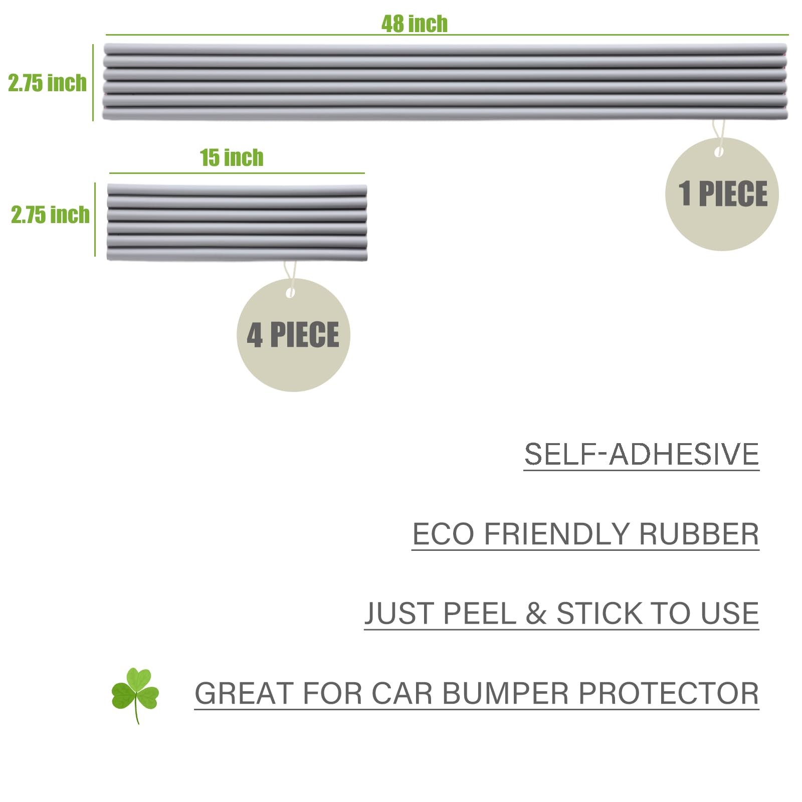DIY Car Bumper Protector Guard, Strong Self Adhesive Rubber Rear Front gray