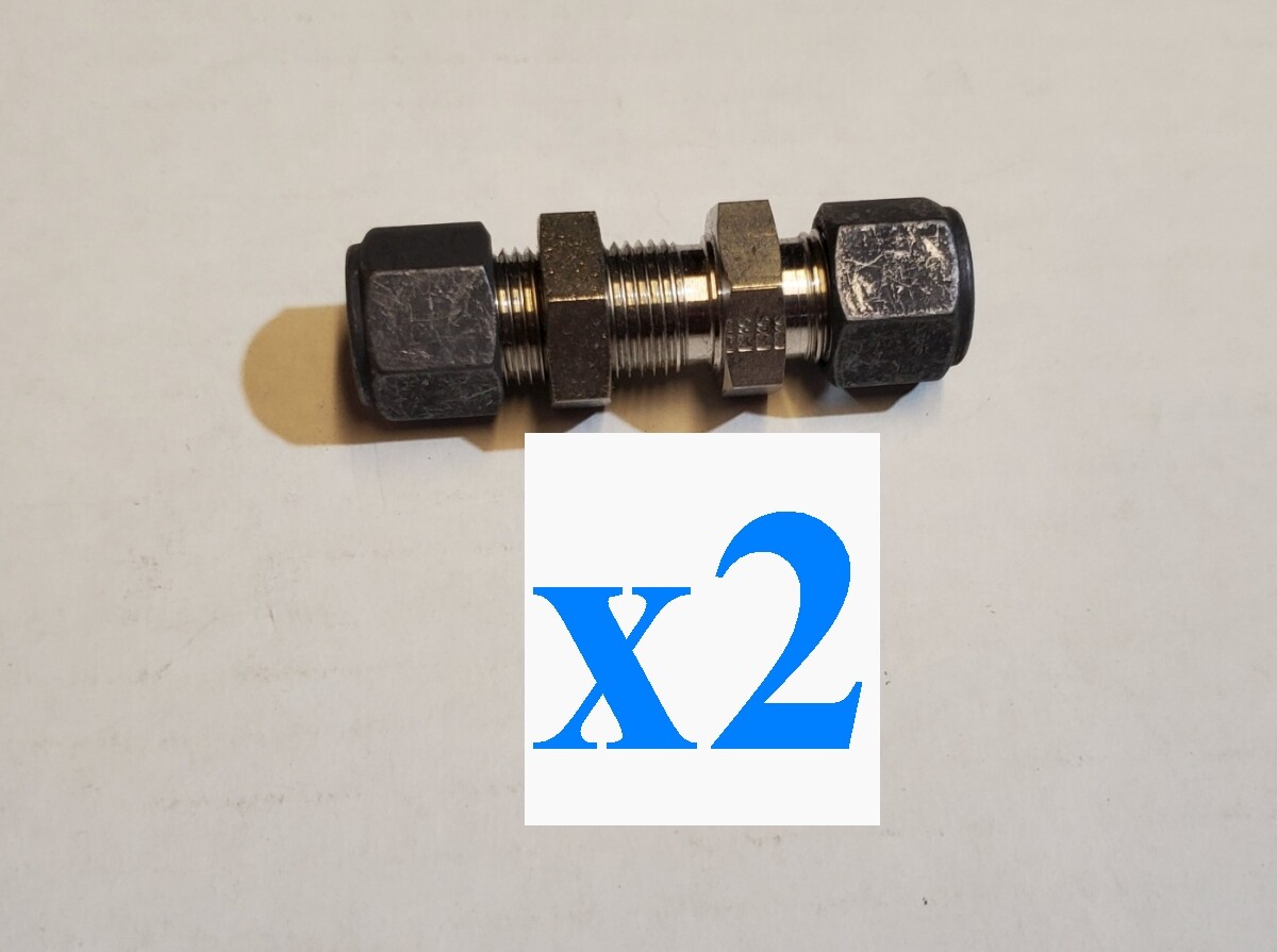 x2 New PARKER 6-6-WBZ-SS BULKHEAD UNION, 3/8IN TUBE OD STAINLESS 6-6 WBZ-SS 2pcs