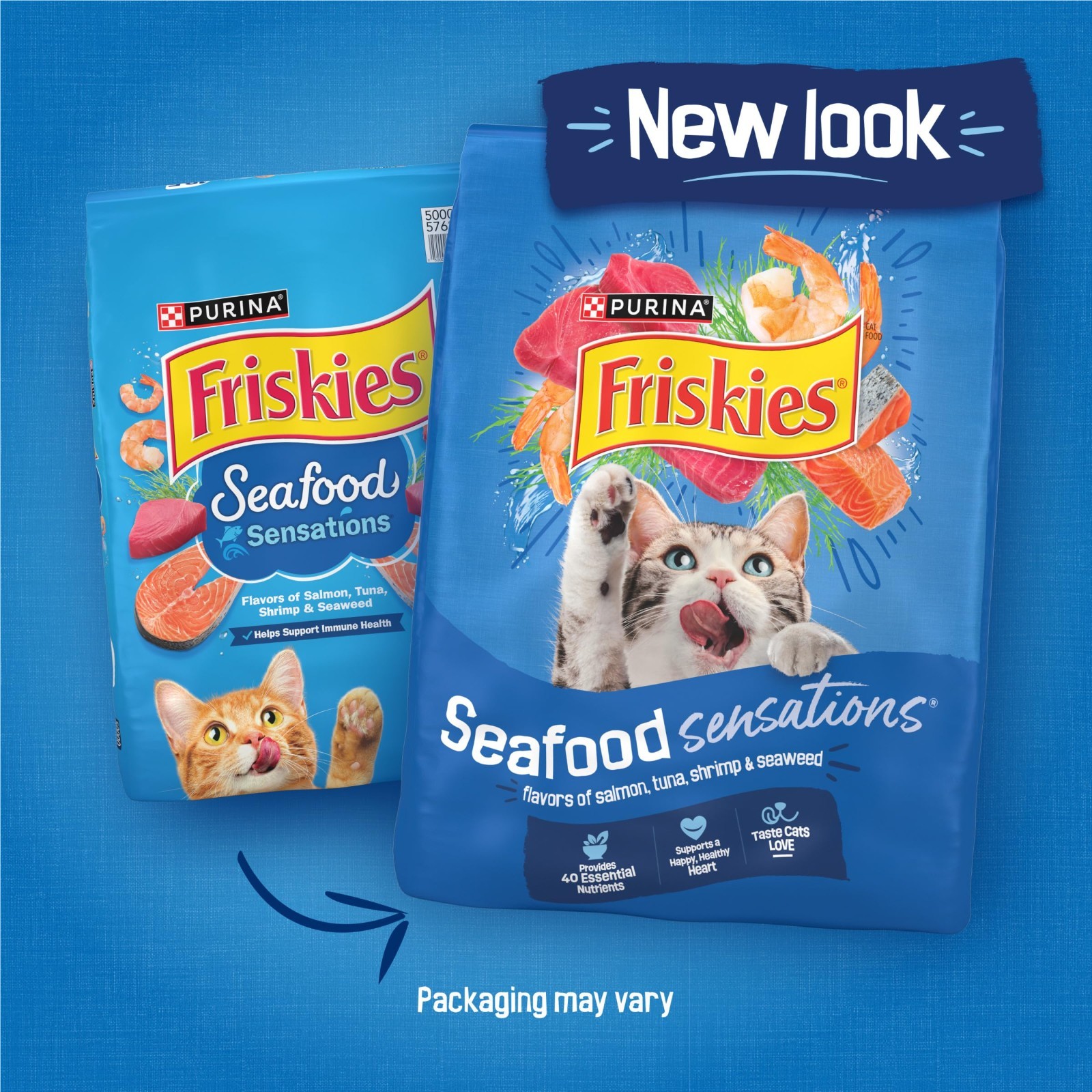 2 PACK Purina Friskies Dry Cat Food Seafood Sensations With Salmon, Tuna, 22 lb