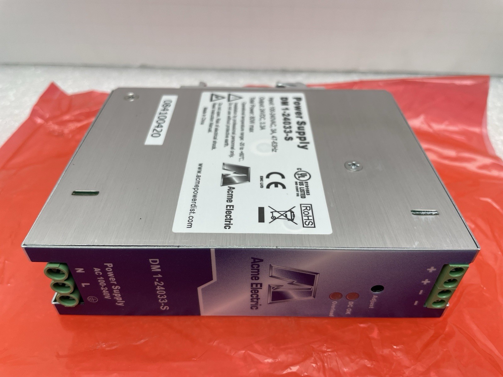 ACME DM124033S POWER SUPPLY 100-240VAC 3A 47-63Hz 24VDC 3.3A 80 WATT