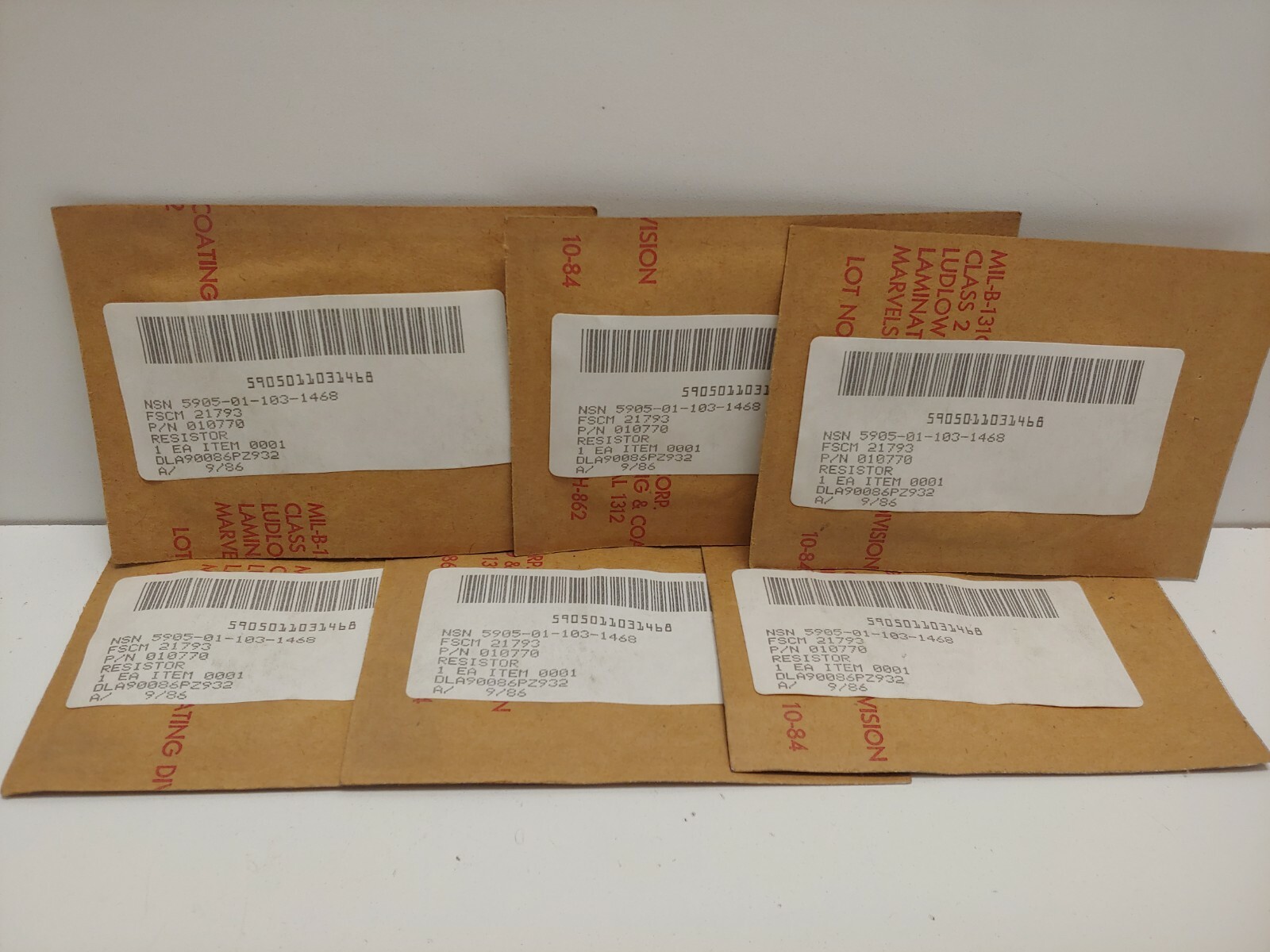 LOT OF 6 NEW! MIL-SPEC EADS FIXED FILM RESISTORS 5905-01-103-1468 010770