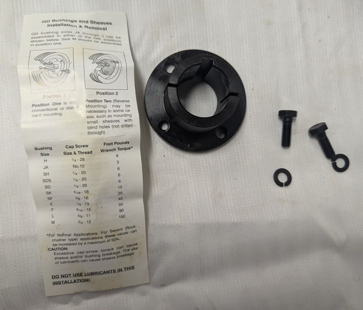 Lot of 4 B & B 1-1/8″ Bore Split Taper Bushings, #HX1-1/8 (New in original box)