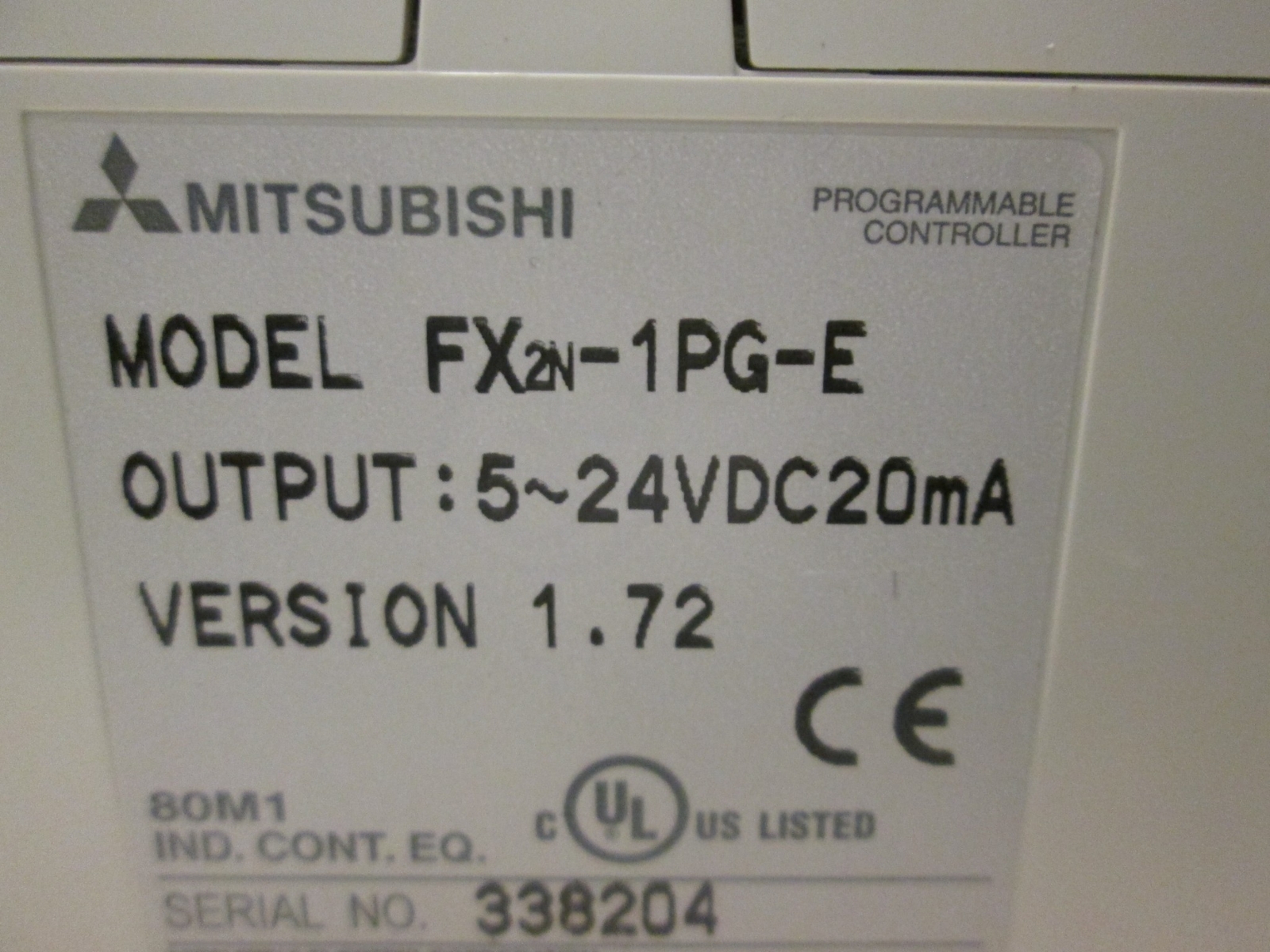 Mitsubishi, FX2N-1PG-E, Programmable Controller, 5-24VDC 20mA, Used