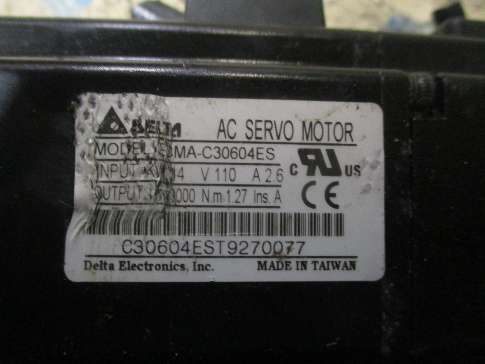 Delta ECMA-C30604ES AC Servo Motor 0.4kW 110VAC 2.6A 3000rpm 1.27N.m *Tested*