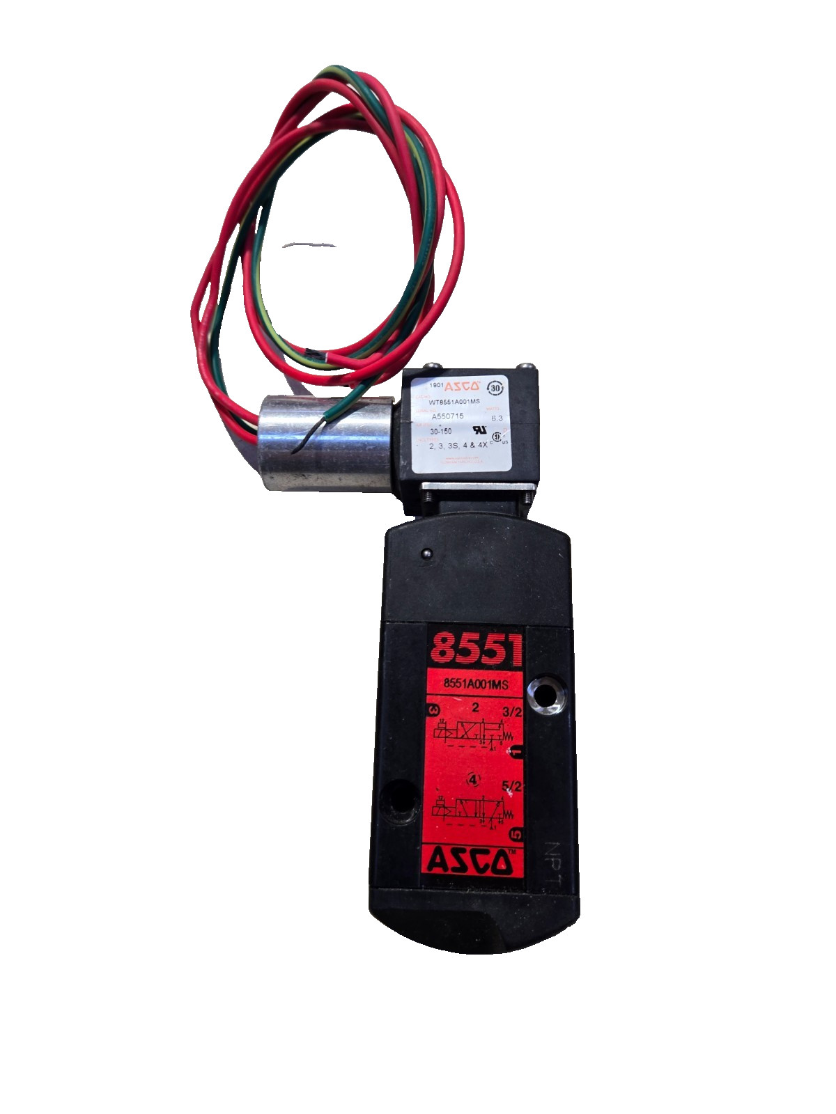 ASCO WT8551A001MS Solenoid Valve, 8551, 30-150PSI 8551 8551A001MS