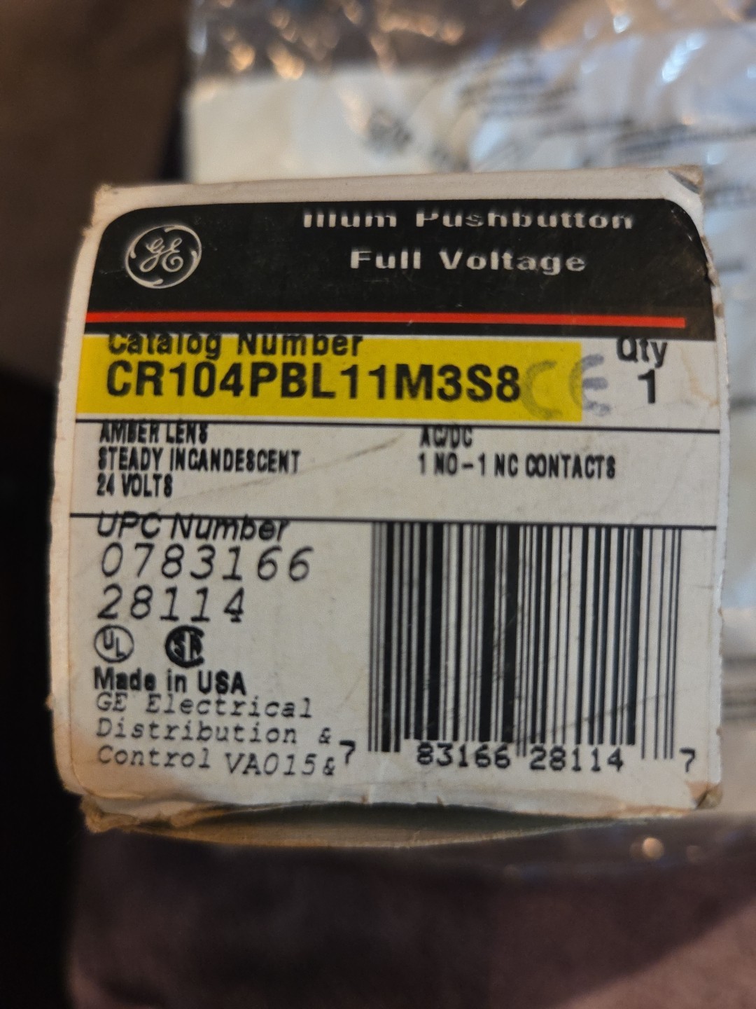 General Electric CR104PBL11M3S8 Illuminated Push Button. New In Box