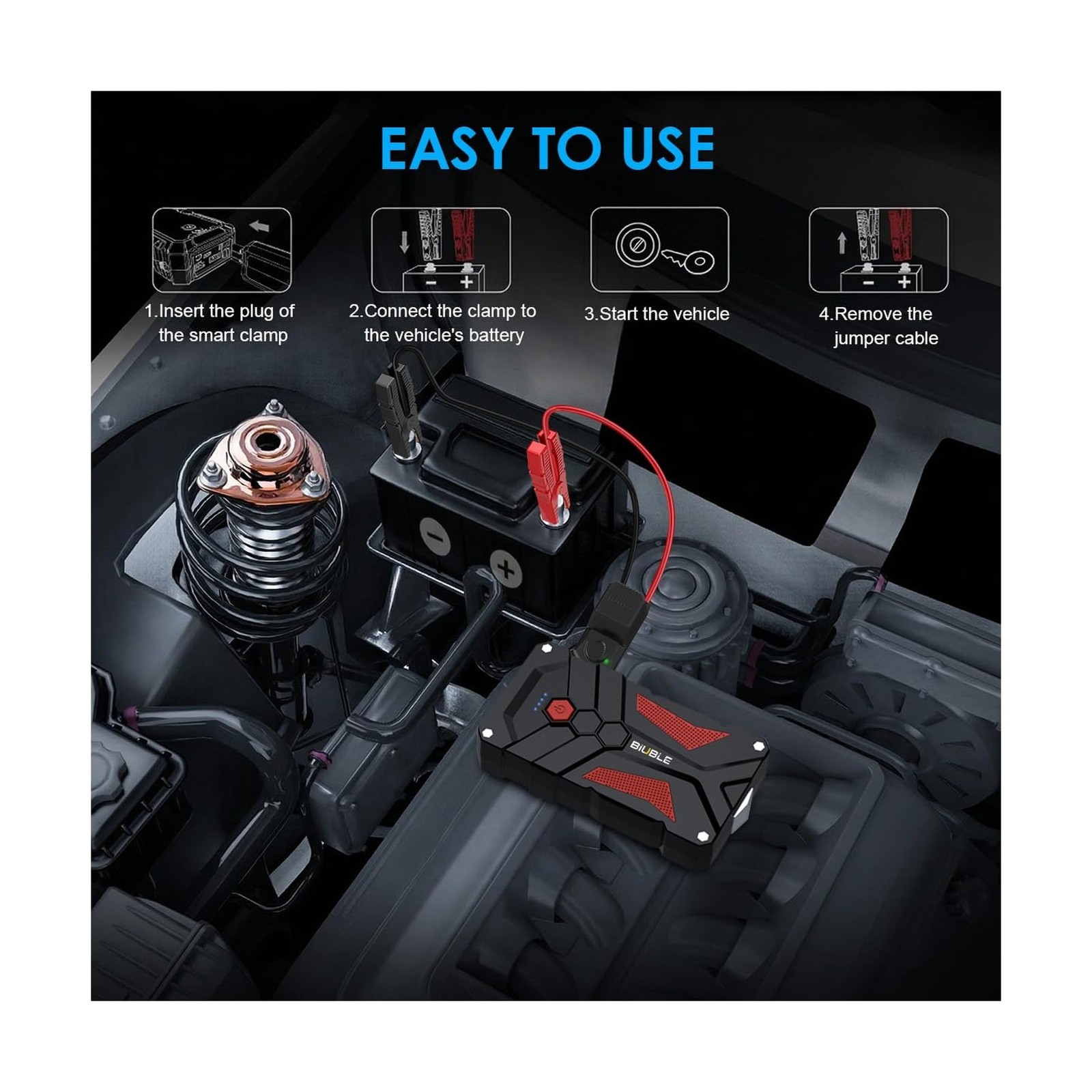 Jump Starter Car Jump Starter Auto Battery Booster Pack 5000A Peak 12V with U…