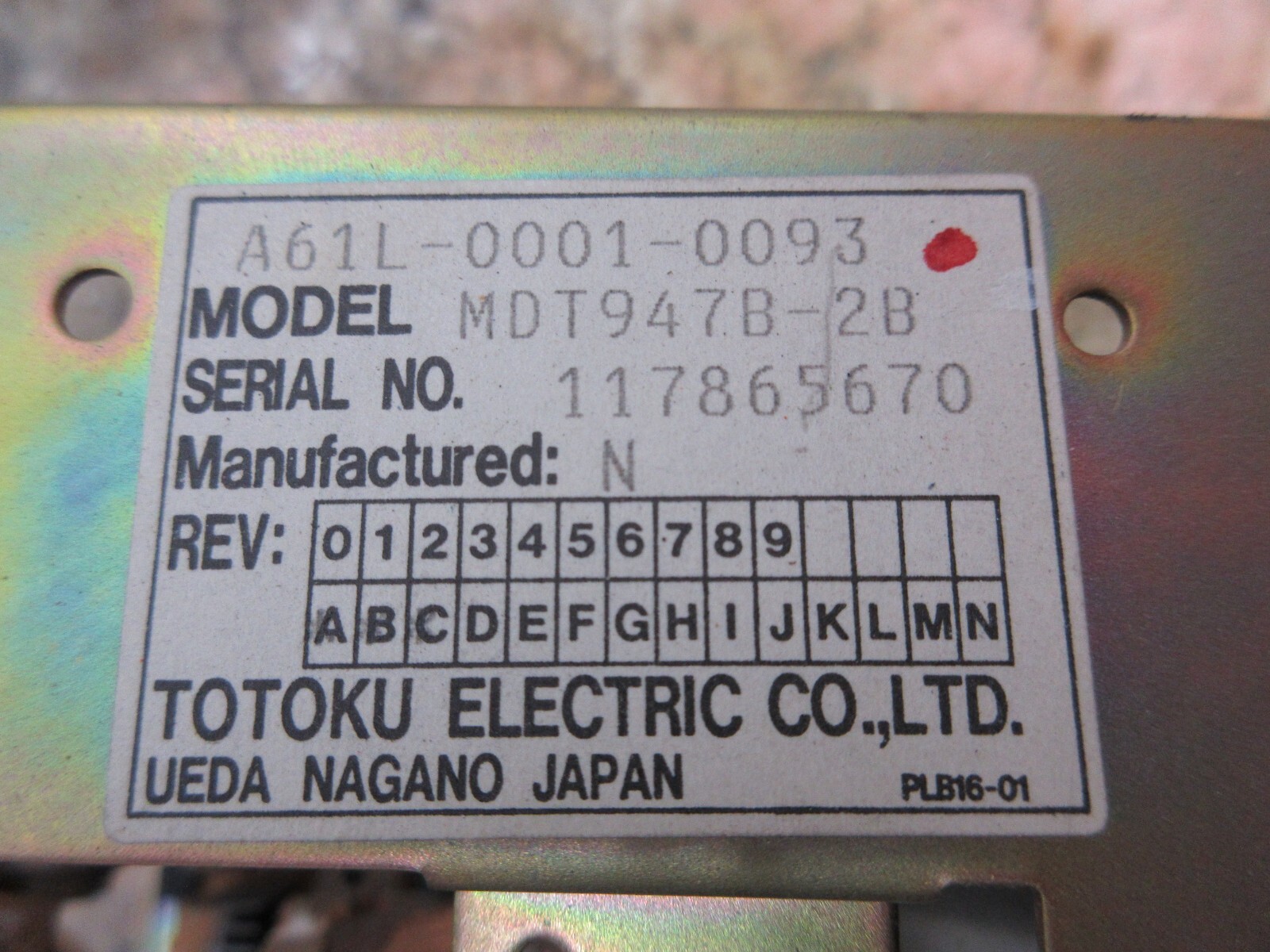 TOTOKU DISPLAY MONITOR A61L-0001-0093 MDT947B-2B MORI SEIKI MV-40