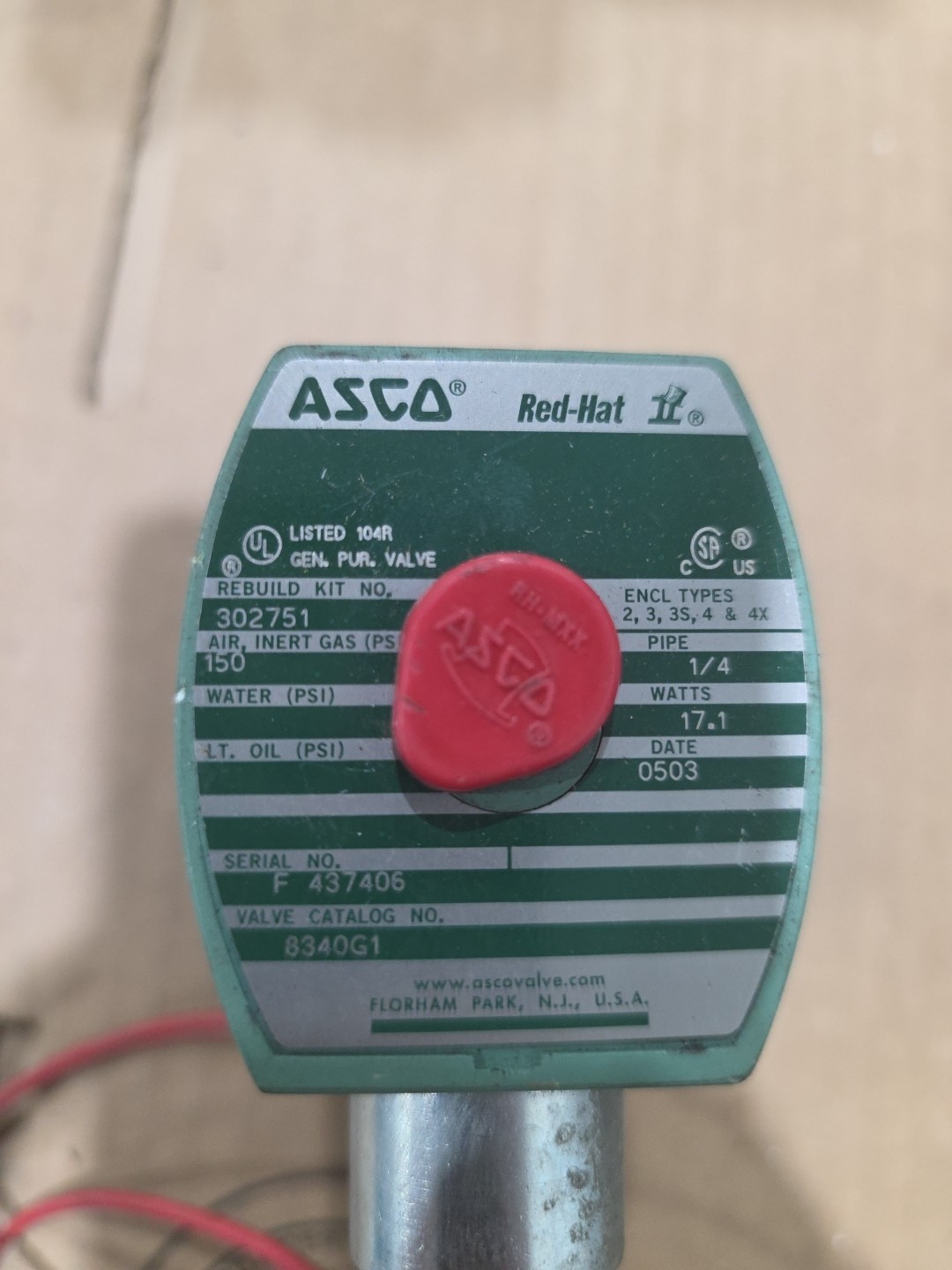 ASCO RED HAT 8340G1, PROPORTIONAL VALVE