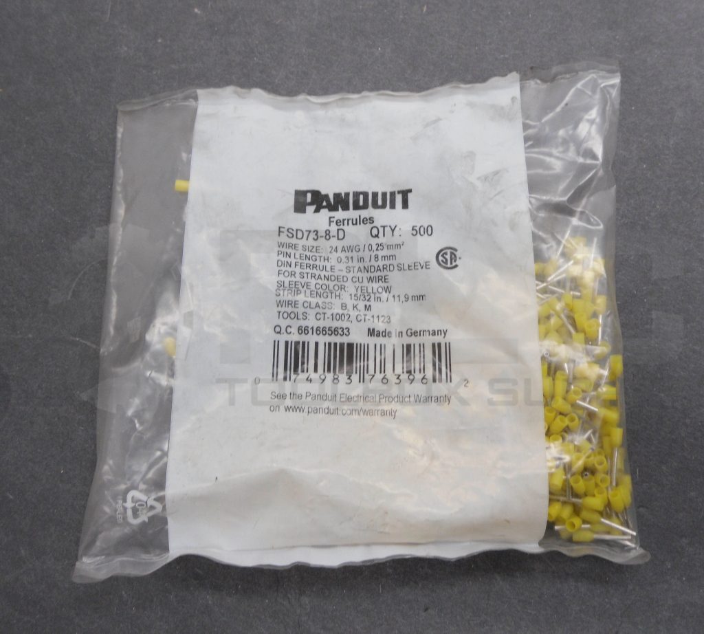 SEALED NEW BAG OF 500 PANDUIT FSD73-8-D FERRULES 0.31″ 24AWG