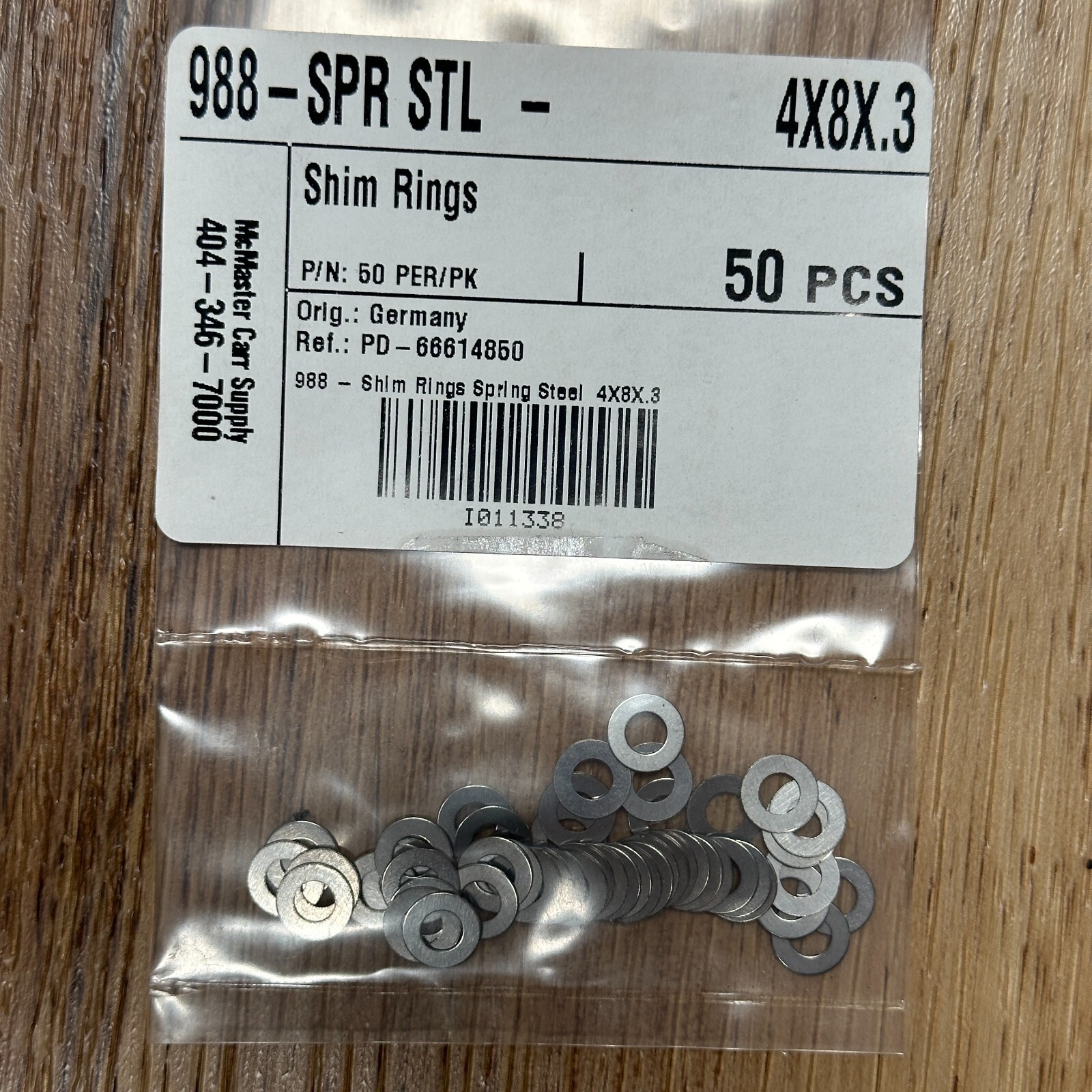 (NEW Lot of 50) MCMASTER CARR SUPPLY 988-SPR STL 4X8X.3 Shim Rings Spring Steel