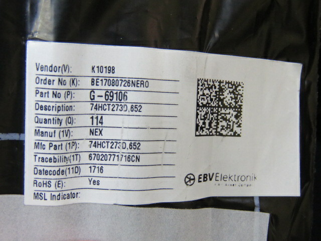 NEXPERIA 74HCT273D 653 Qty of 114 per Lot Flip Flop 1 Element D-Type 8 Bit Po