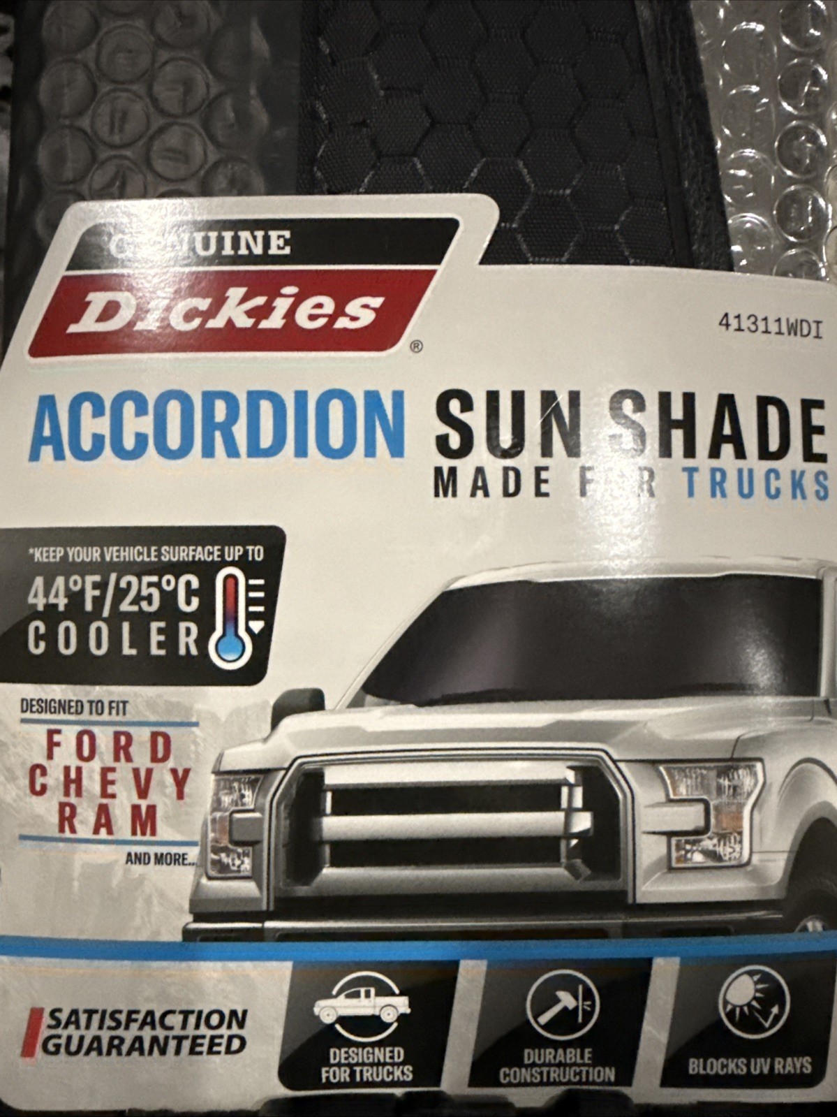 Genuine Dickies 41311WDI Truck Smoke Universal Accordian Sunshade Ford Chevy Ram