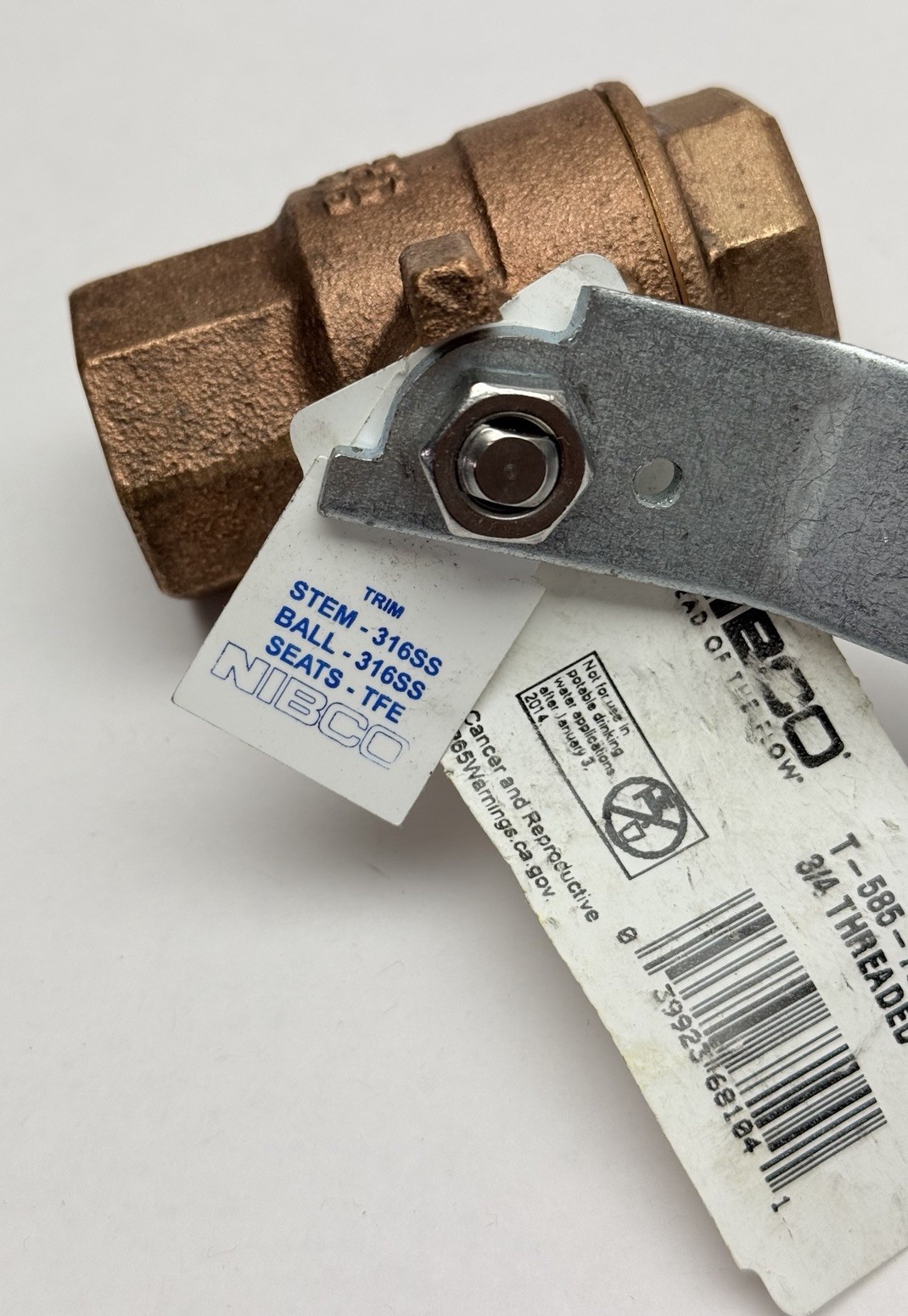 NL95H08 NIBCO T-585-70-66, BRONZE BALL VALVE, 3/4″ FEMAL NPT THREADED, S.S TRIM