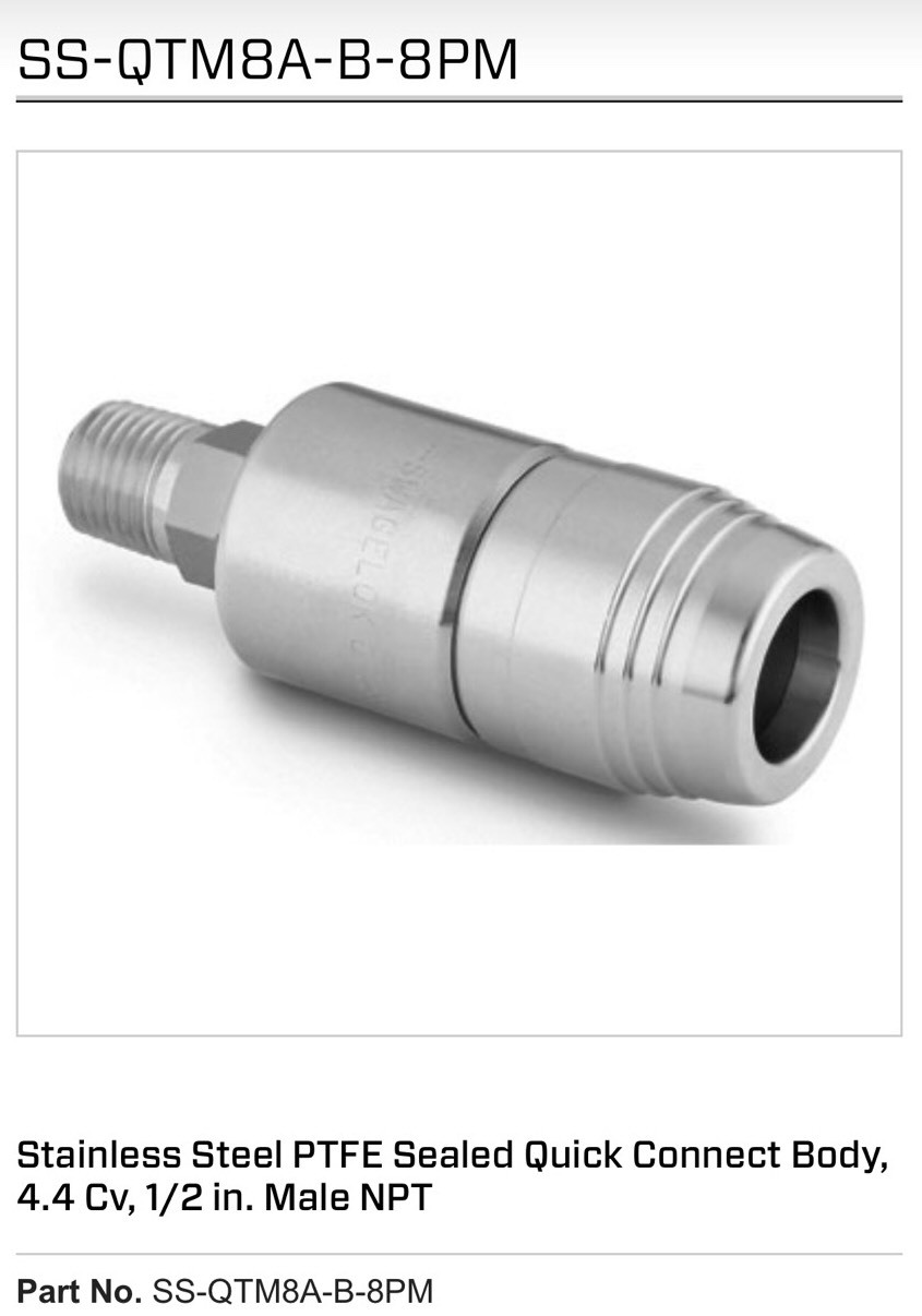Swagelok Quick Connect Body 1/2″ NPT, SS-QTM8A-B-8PM, Shipsameday#1542B3
