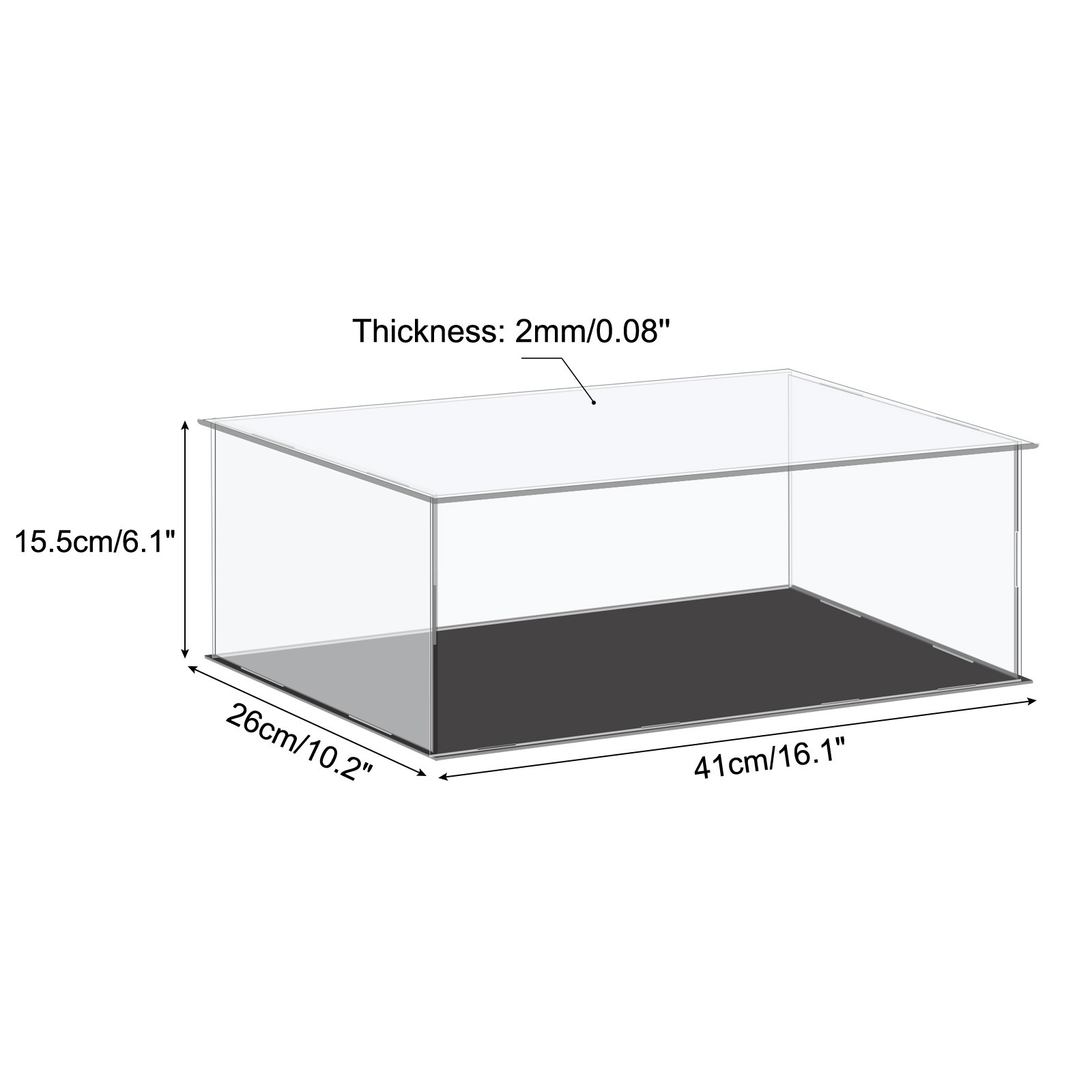 Acrylic Display Case Plastic Box Cube Storage Box Clear 41x26x15.5cm