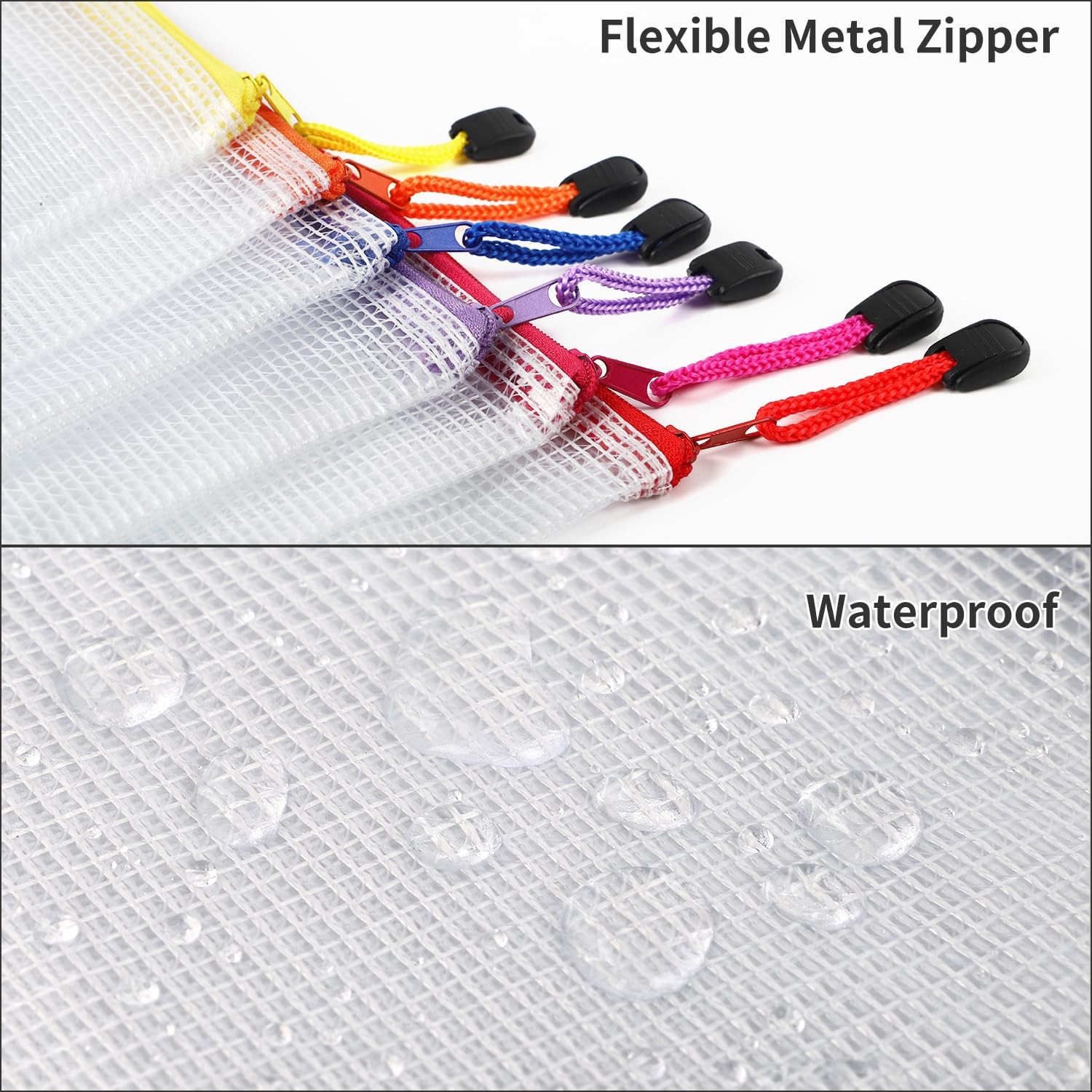 EOOUT 30pcs Mesh Zipper Pouch Bags, 8 Sizes Plastic Mutisize, B-8 Colors