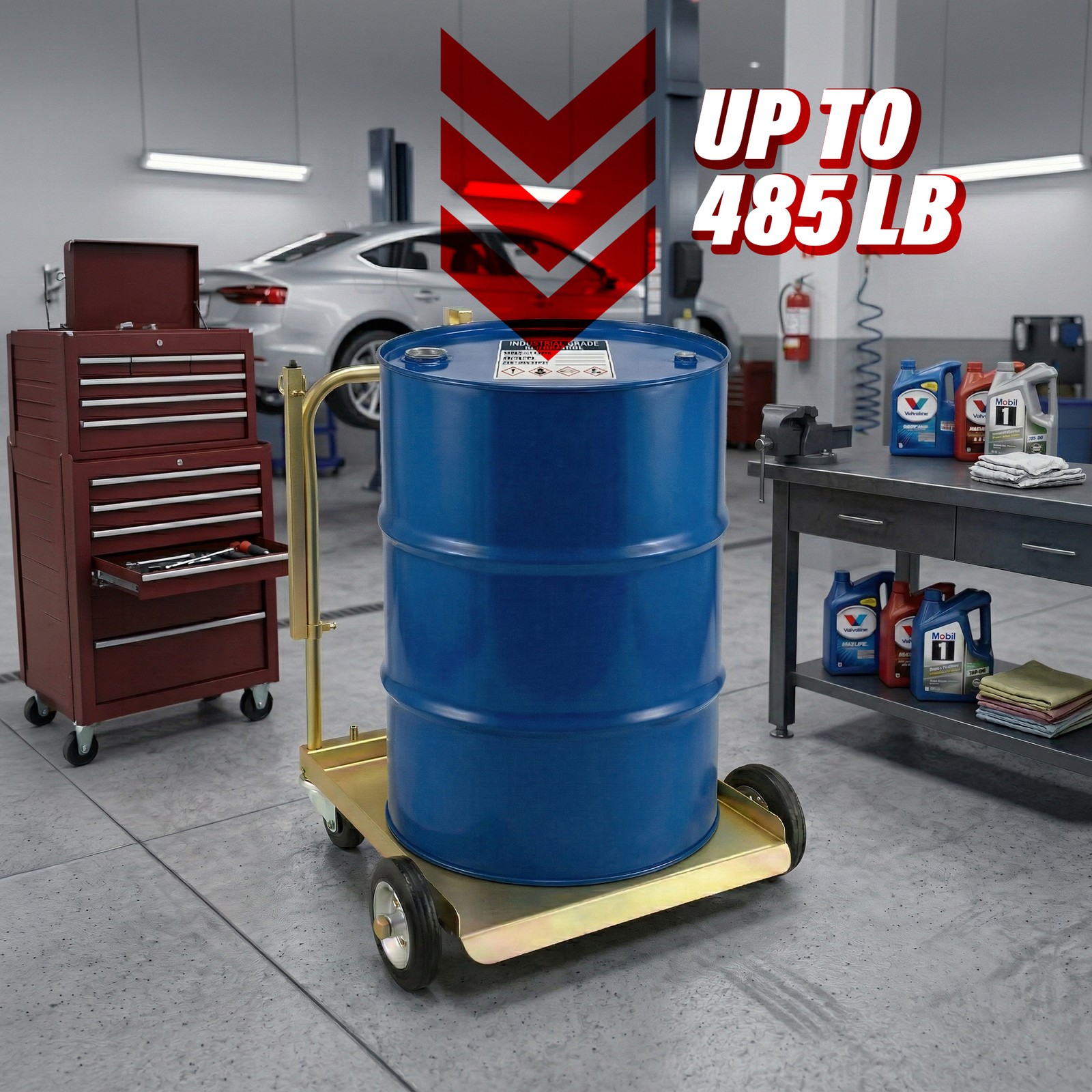 LAUCO Mobile Cart for 55 Gal Drum w/ 2000 PSI Hose – Fits 3:1 Oil Pump