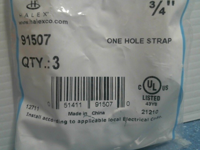 Halex EMT 91507, 3/4″ One Hole Strap, Pack of 3, FREE SHIPPING