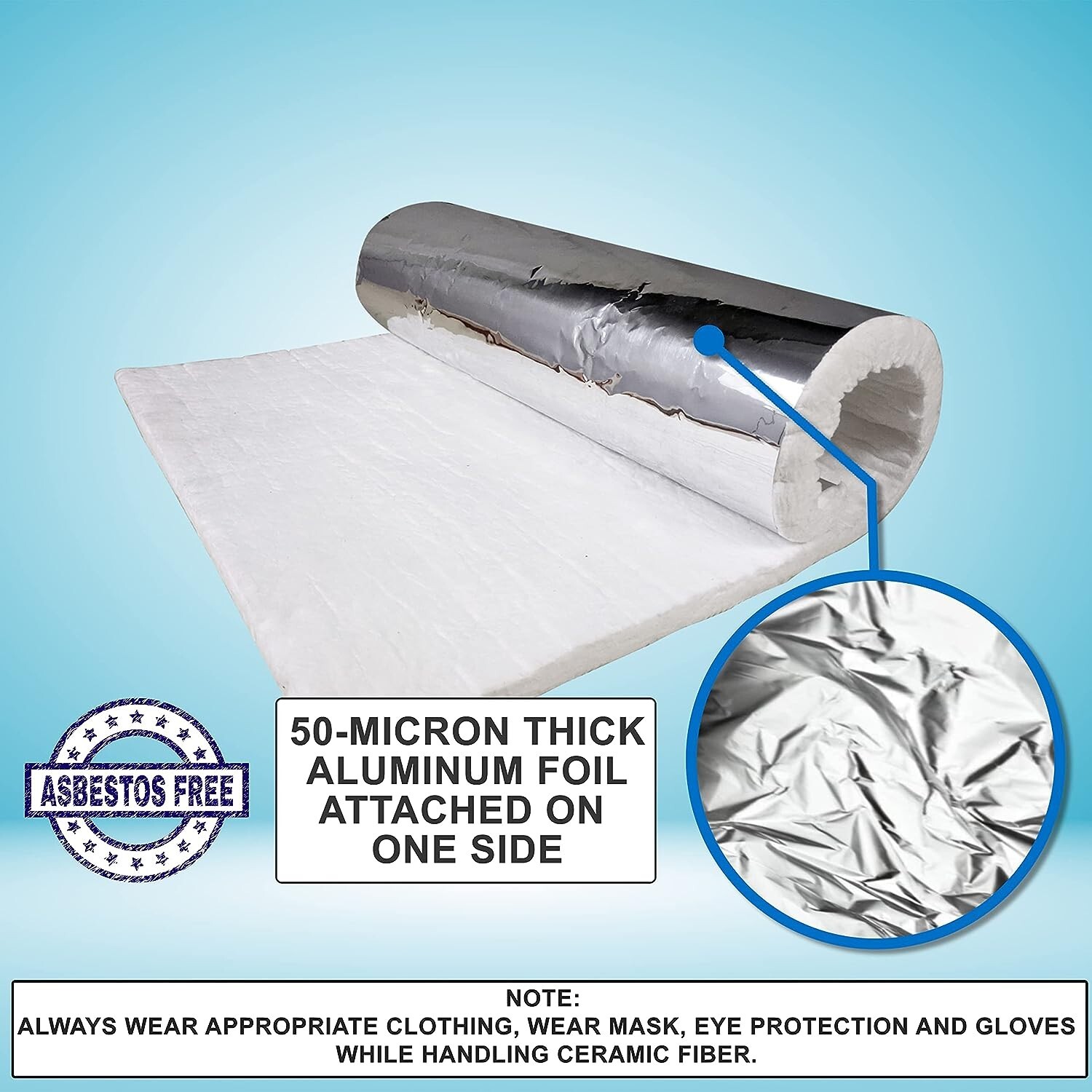 1″ Aluminium Foil Faced Ceramic Fiber Blanket Insulation 8# 2400F 24″ x 36″