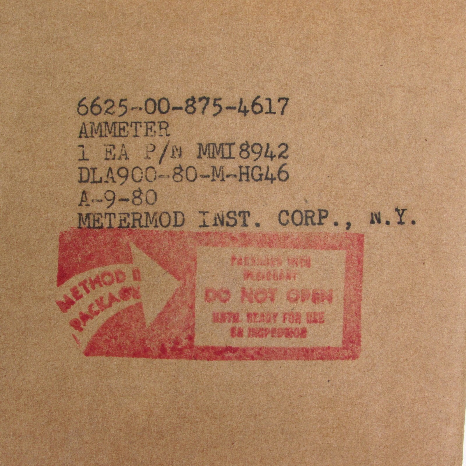 Metermod Instruments MMI8942 DC Ammeter 221-HR -50ma to 150ma 6625-00-875-4617