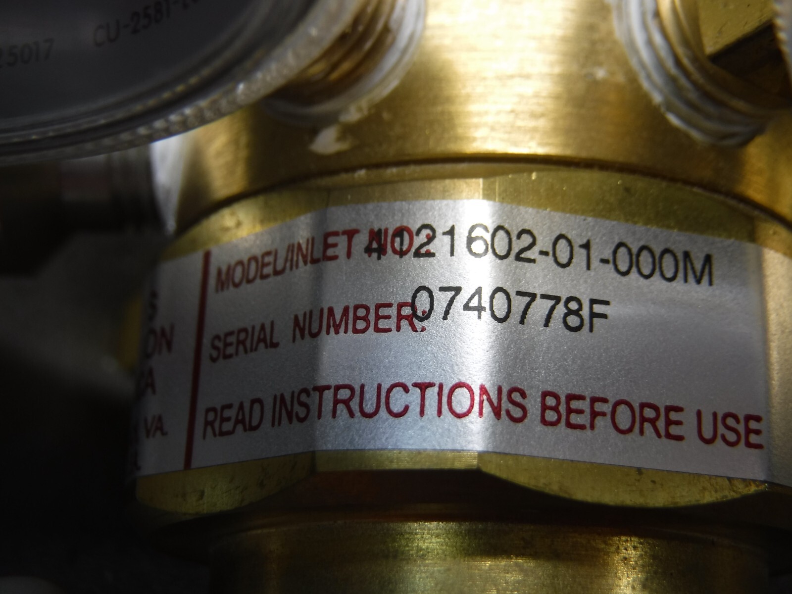 Concoa, Model 4121602-01-000M, Gas Regulator (Used)