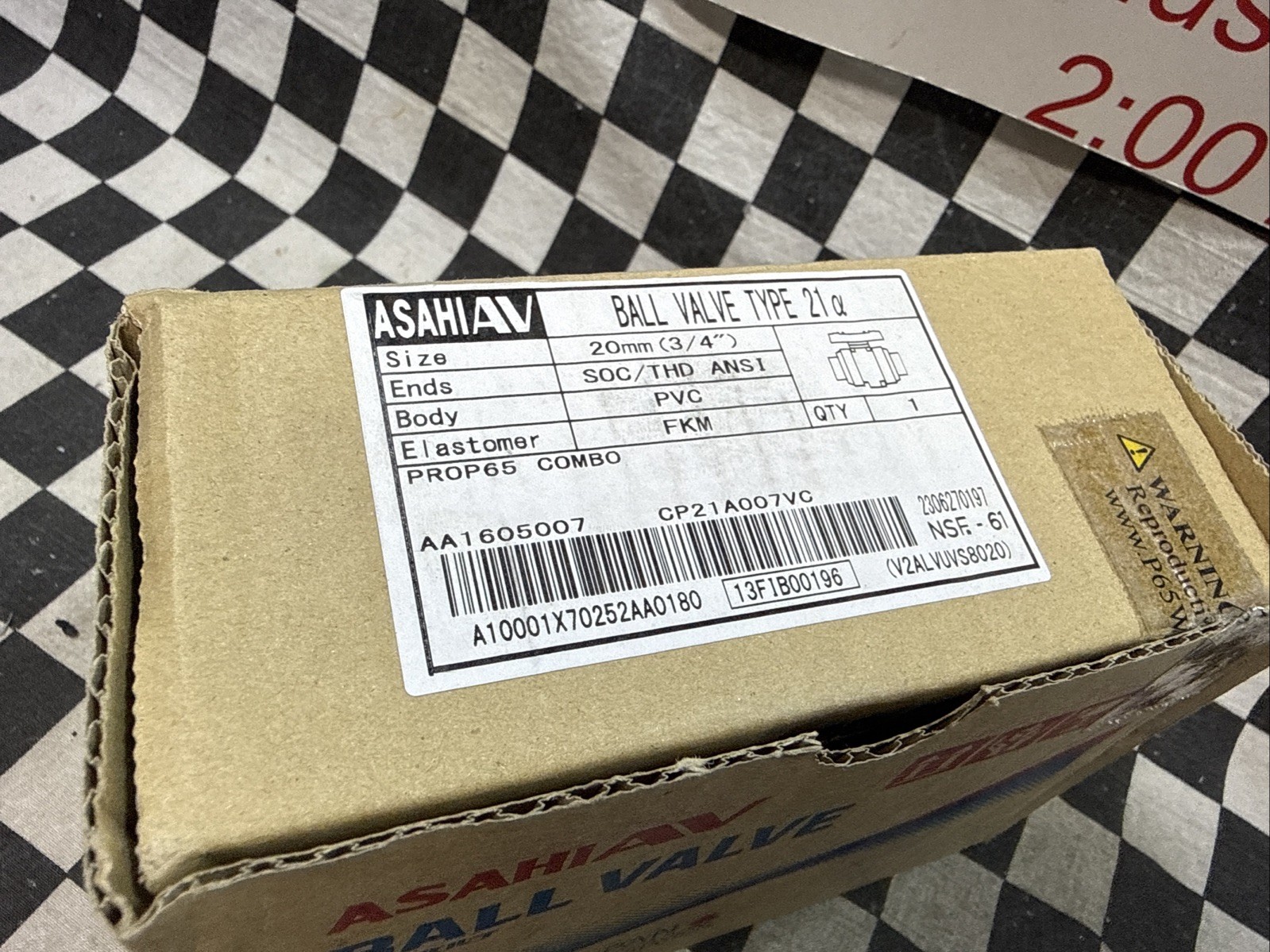 ASAHI AA1605007, BALL VALVE TYPE 21, 3/4″ SOC/THD ANSI, PVC, SHIPSAMEDAY#143P1