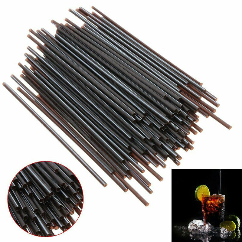100 Flexible Straws Black Party Drinking 130mm*3mm Plastic