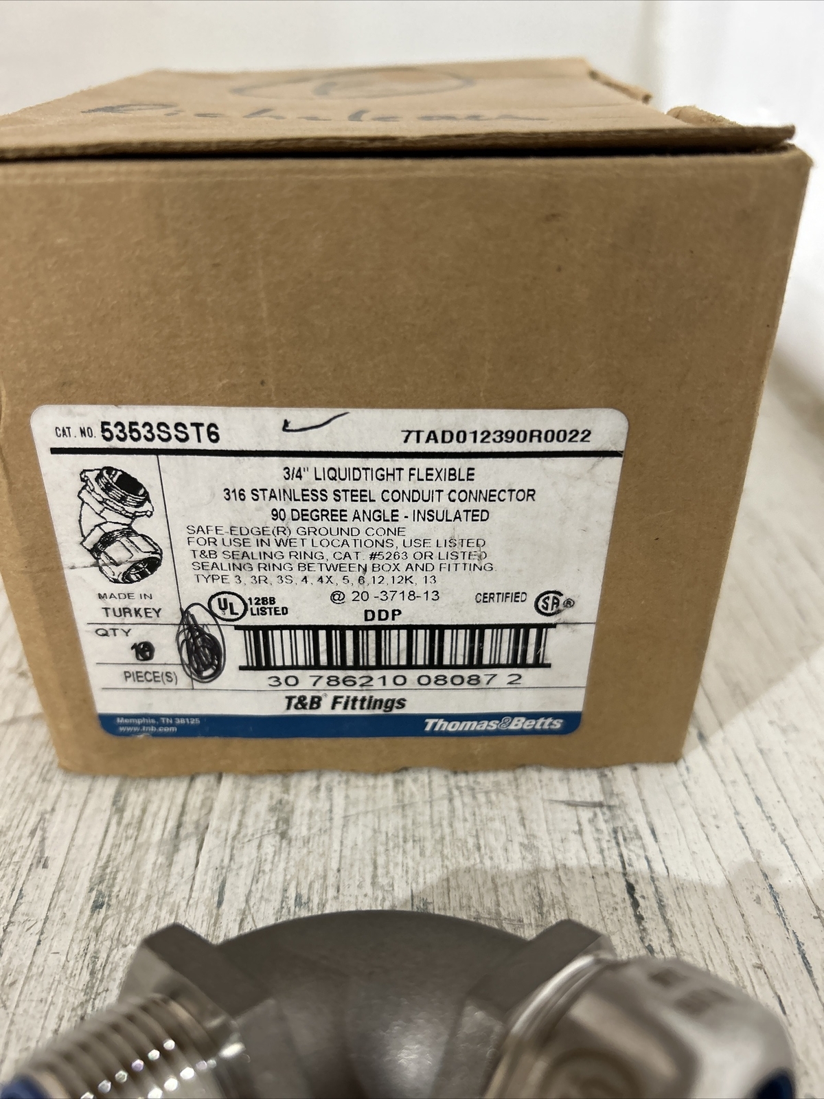 T&B 5353SST6 3/4″ 90 Deg 316 Stainless Steel Liquidtight Fitting (SP154)