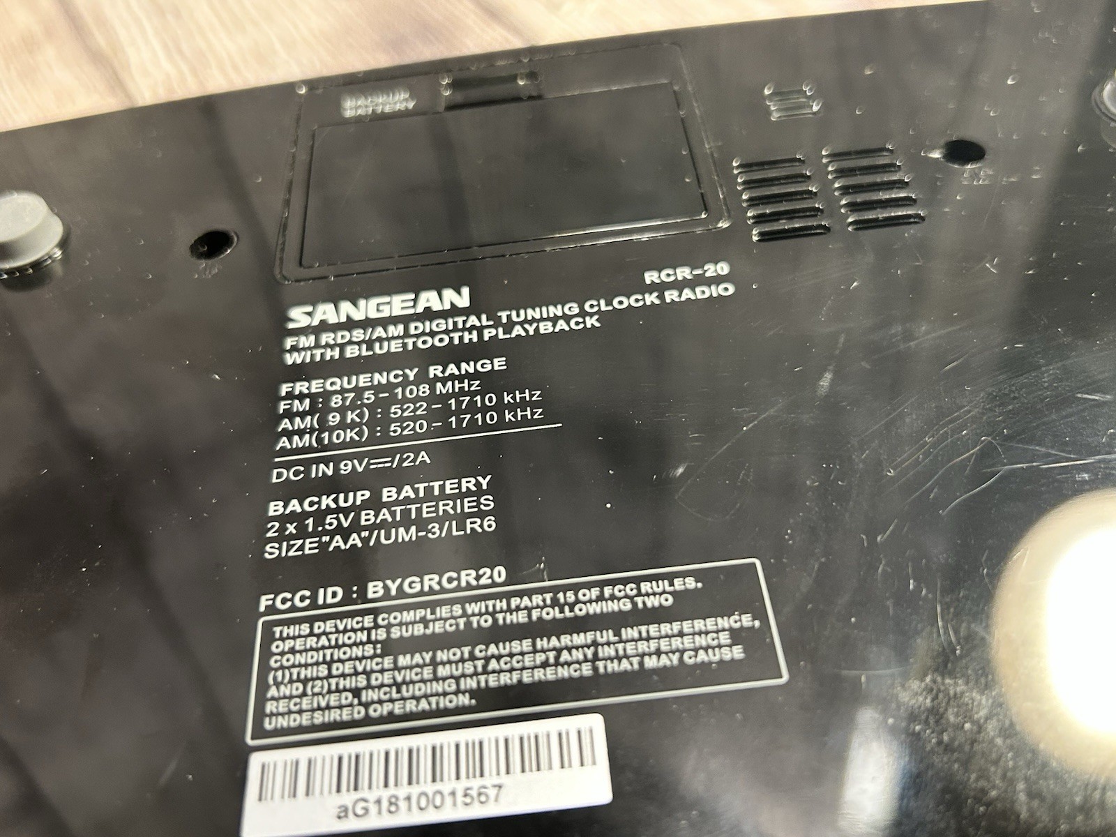 Sangean RCR-20 Bluetooth Alarm Clock Radio AM FM Dual Alarm Tested Works