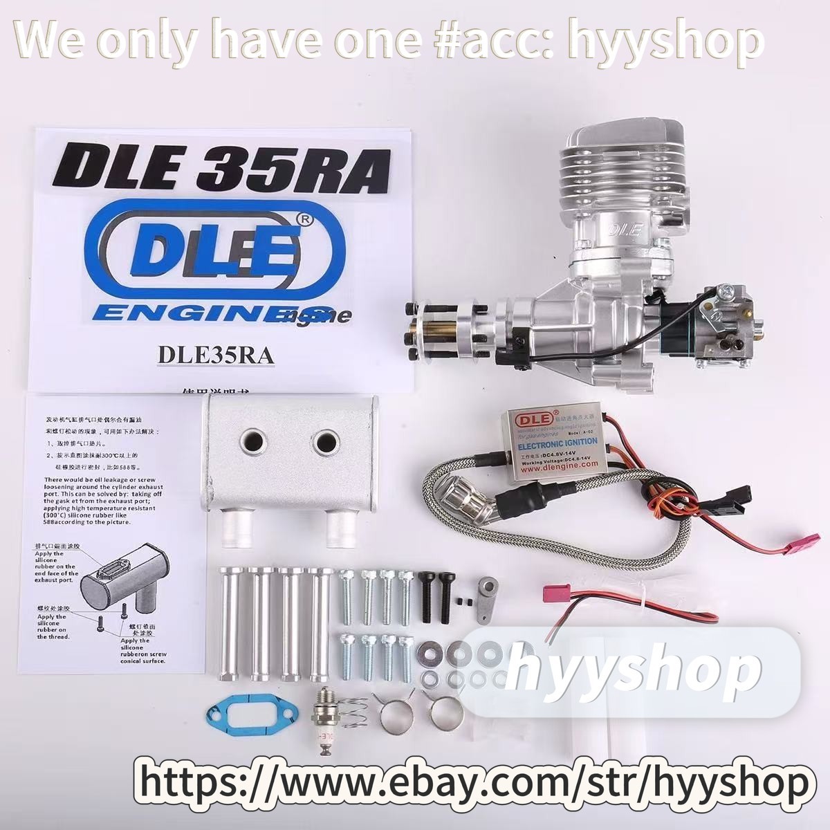 1pc DLE35RA Engine W/Electronic Igniton &Muffler For 30CC 35CC RC Plane/hyy