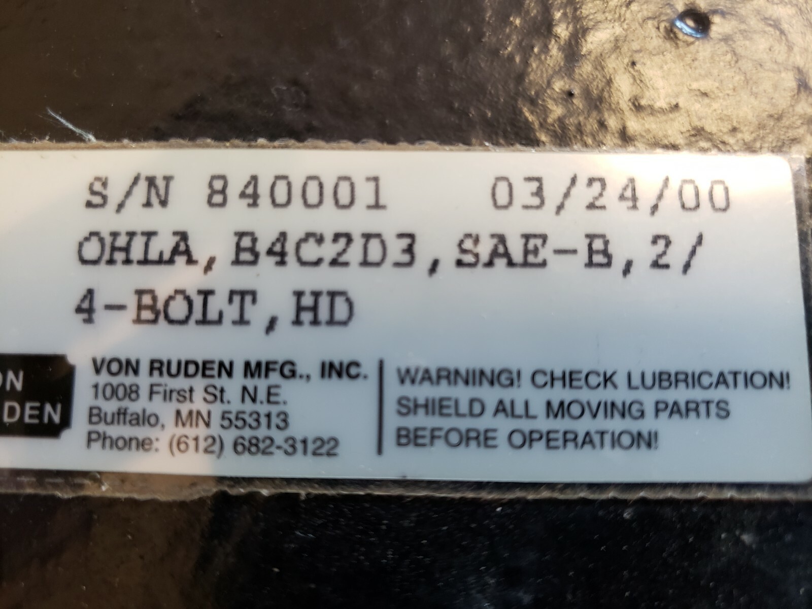 VON RUDEN OHLA, B4C2D3, SAE-B, 2/4-BOLT, HD